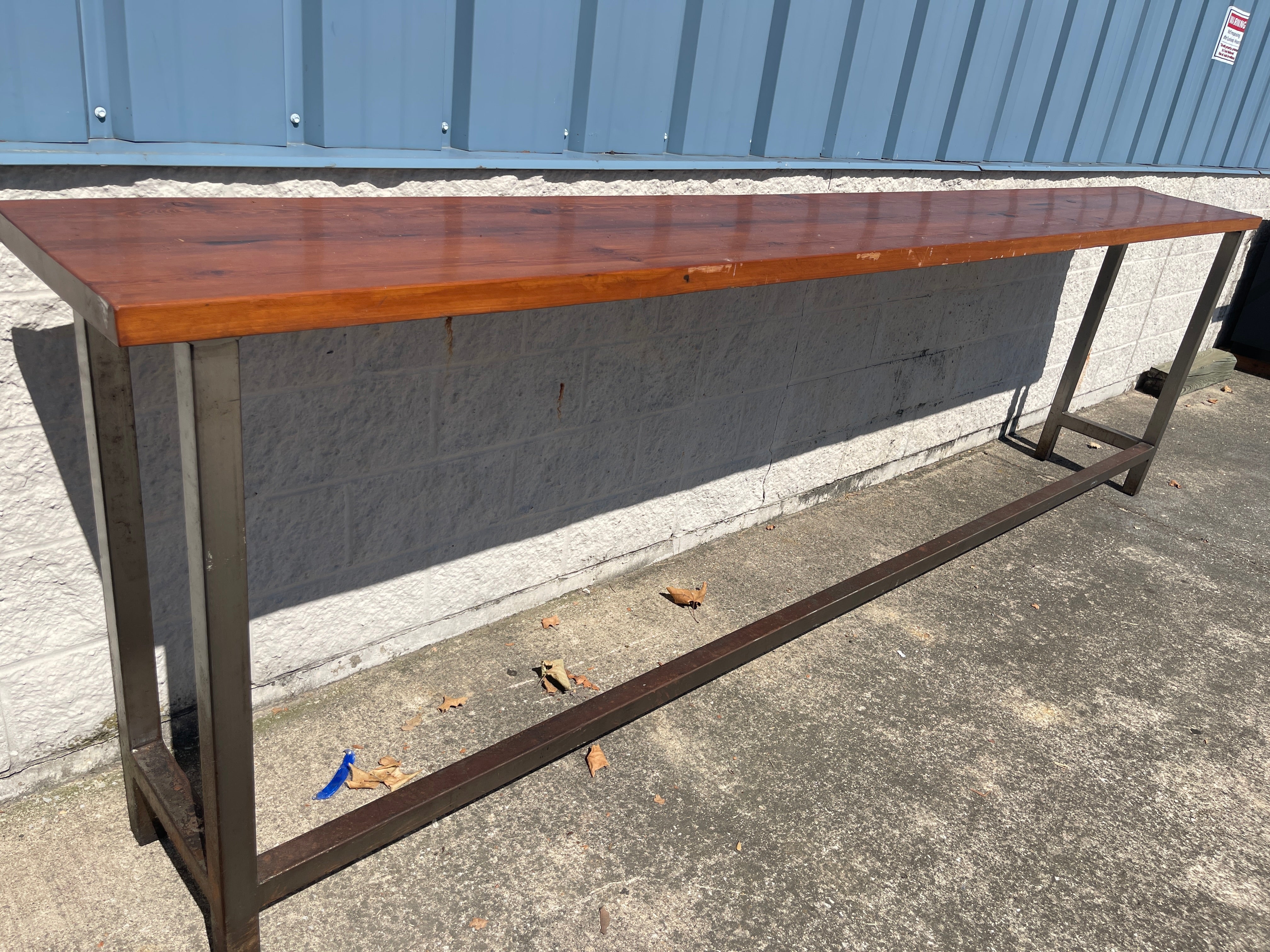 Used 12' Steel Table with wood Top - SS313