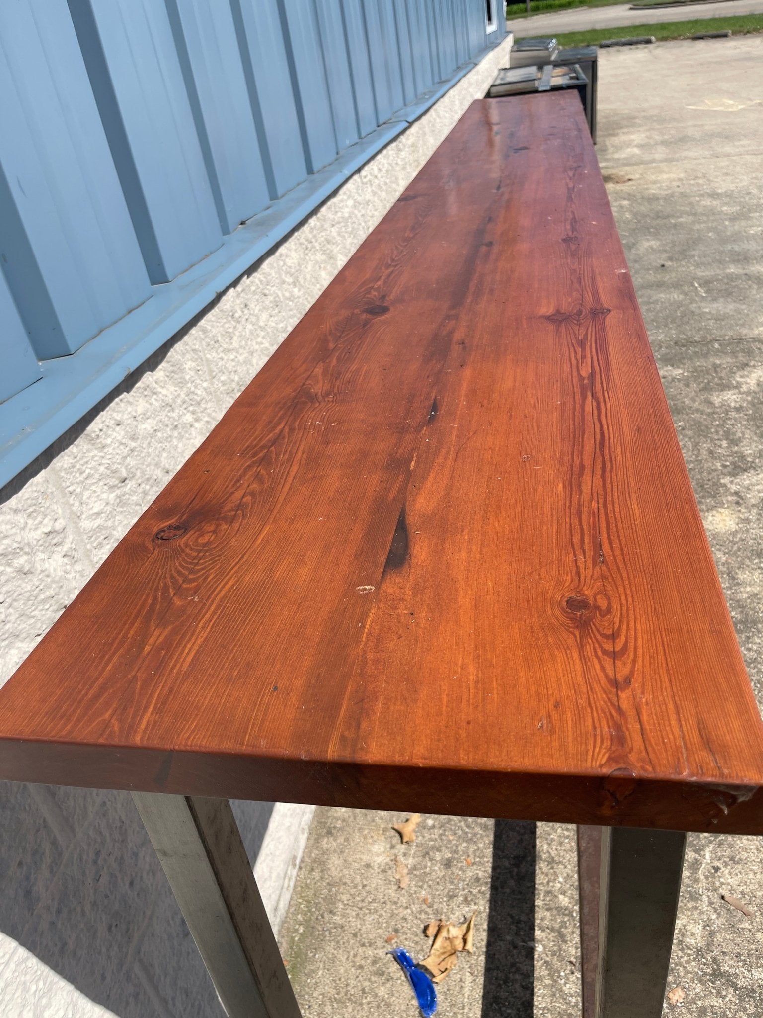 Used 12' Steel Table with wood Top - SS313 - Falcon Restaurant Supply - 2