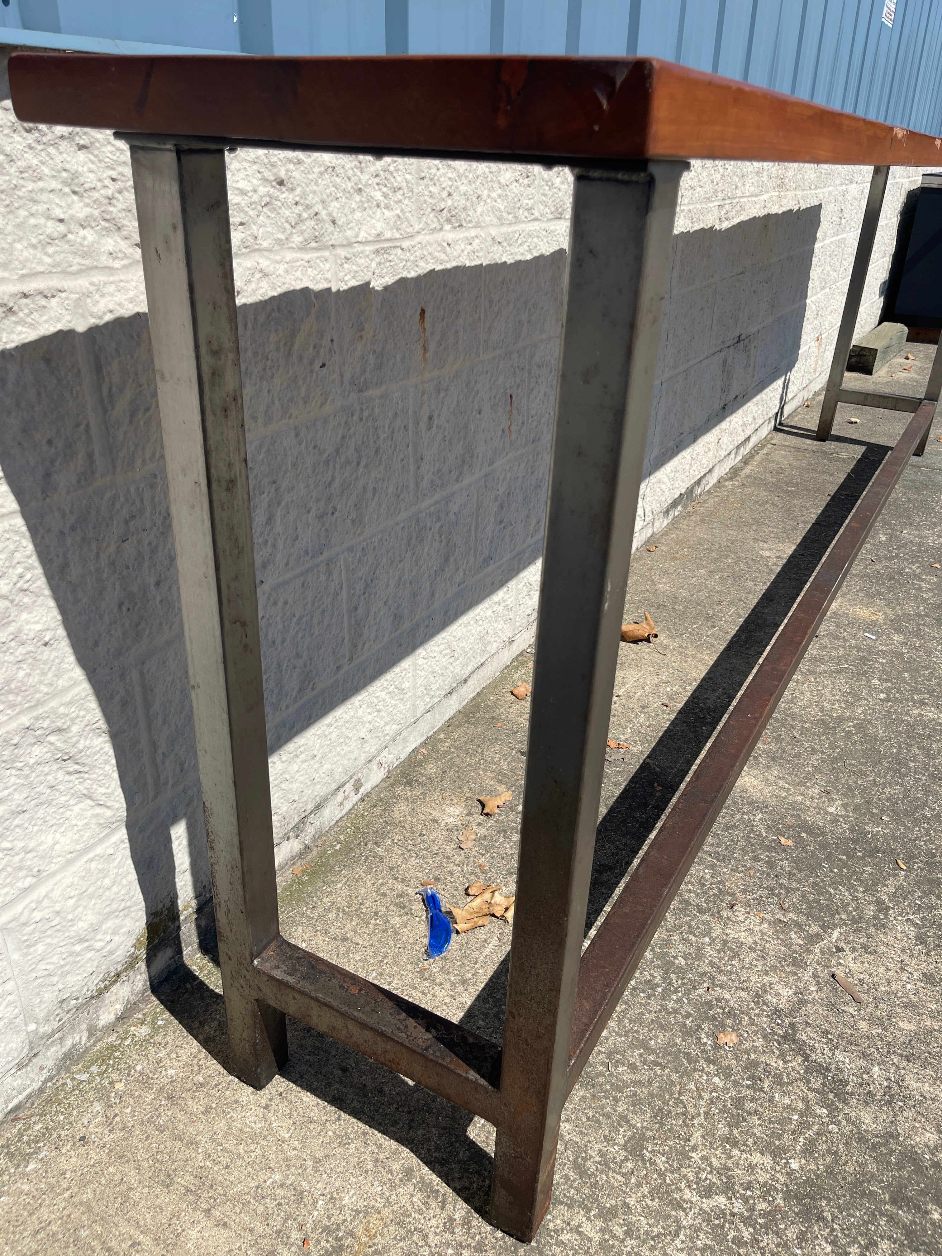 Used 12' Steel Table with wood Top - SS313