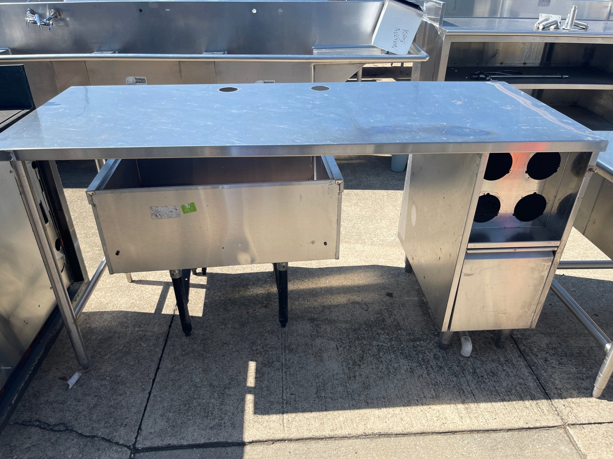 Used 74" Stainless Steel Drink Station Table - SS314 - Falcon Restaurant Supply - 2