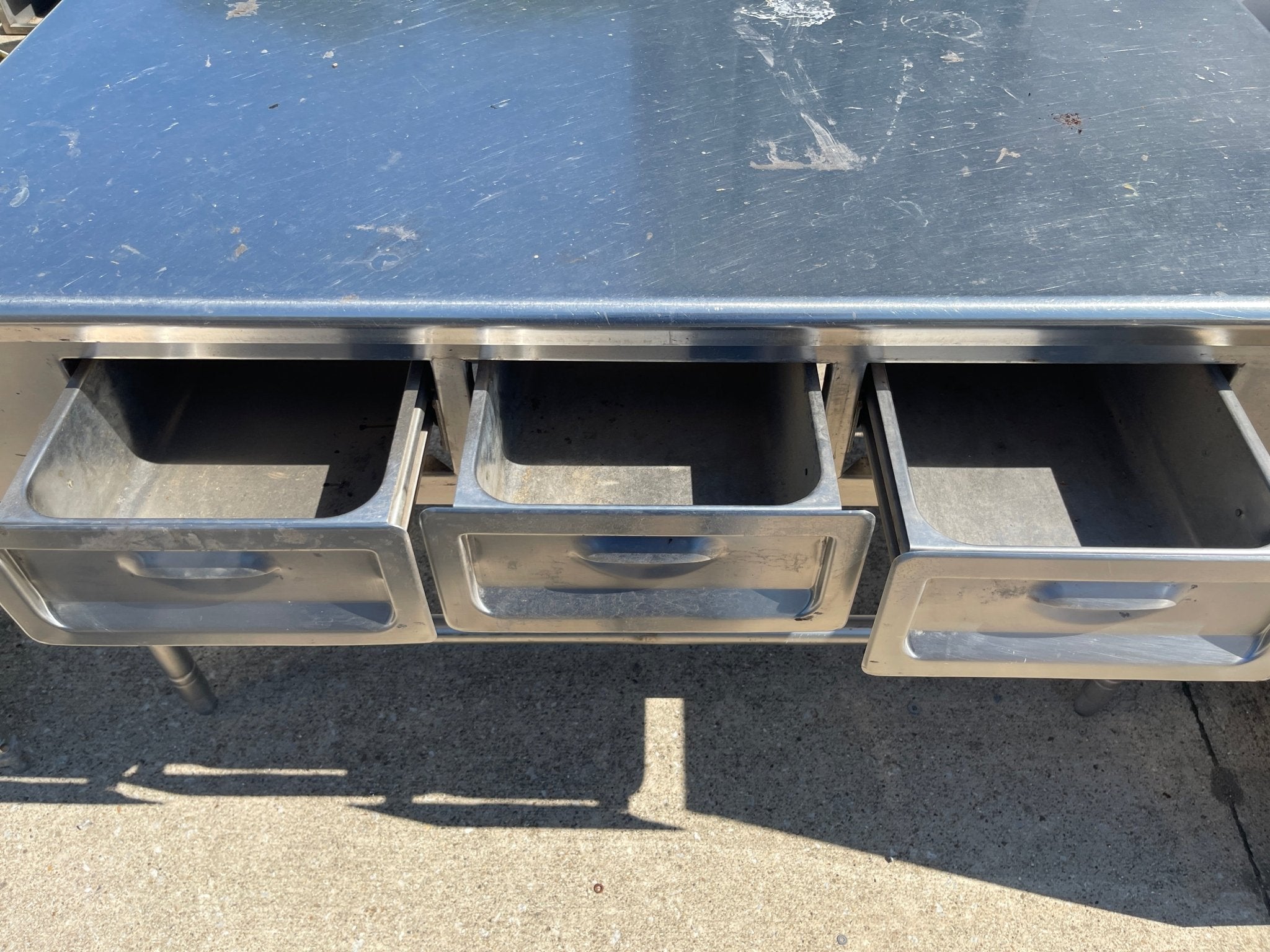 Used 60" Stainless Steel Table with 3 Drawers - SS315 - Falcon Restaurant Supply - 2