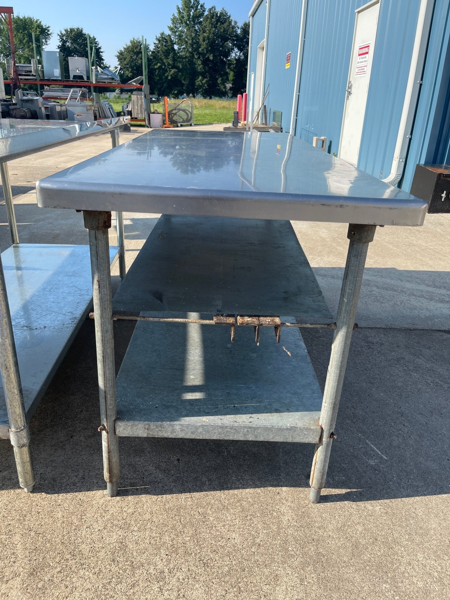 Used 72" Stainless Steel Table with 2 Shelves - SS317 - Falcon Restaurant Supply - 2
