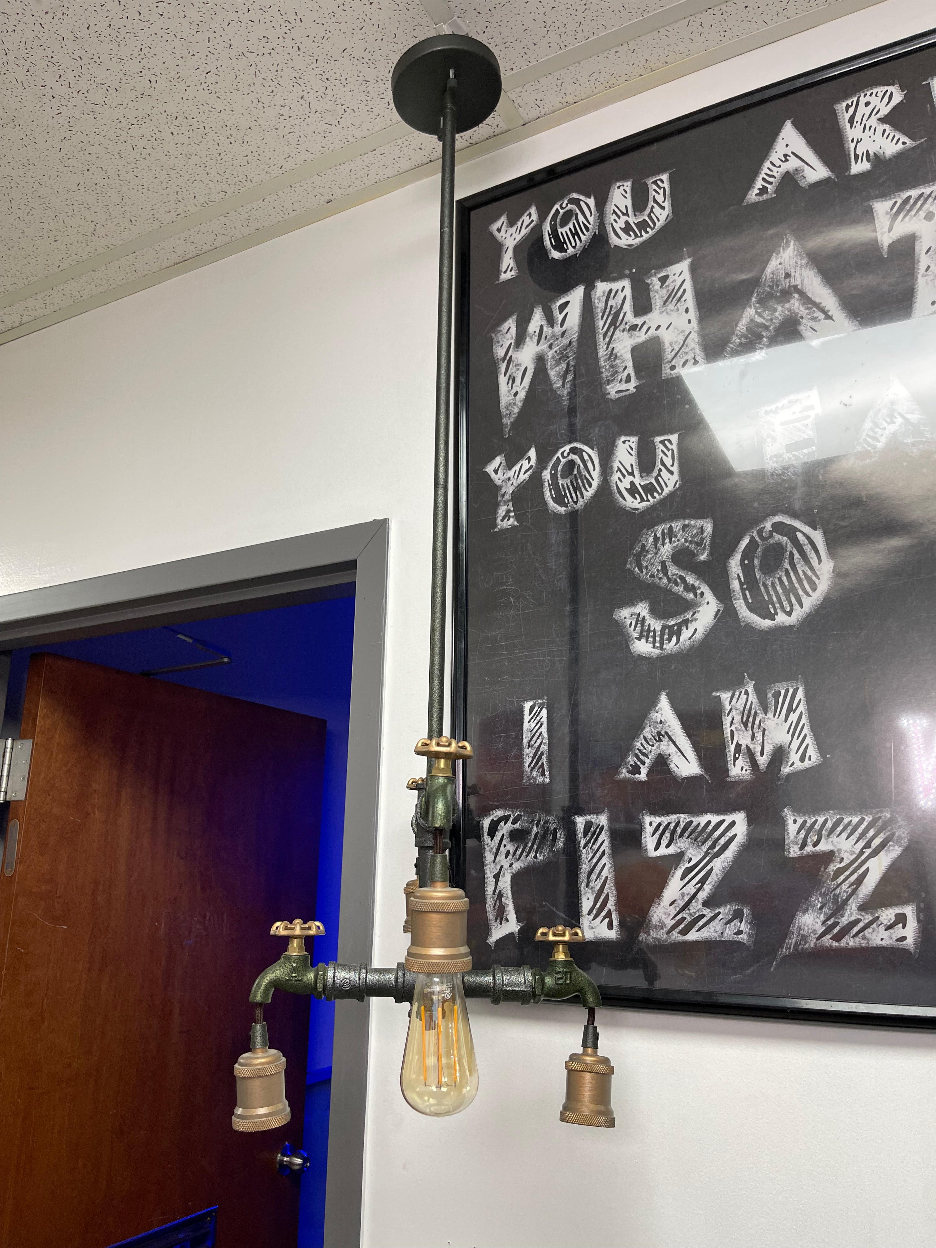 Used Steampunk Industrial Water Pipe and Spigot 4 LED Ceiling Light