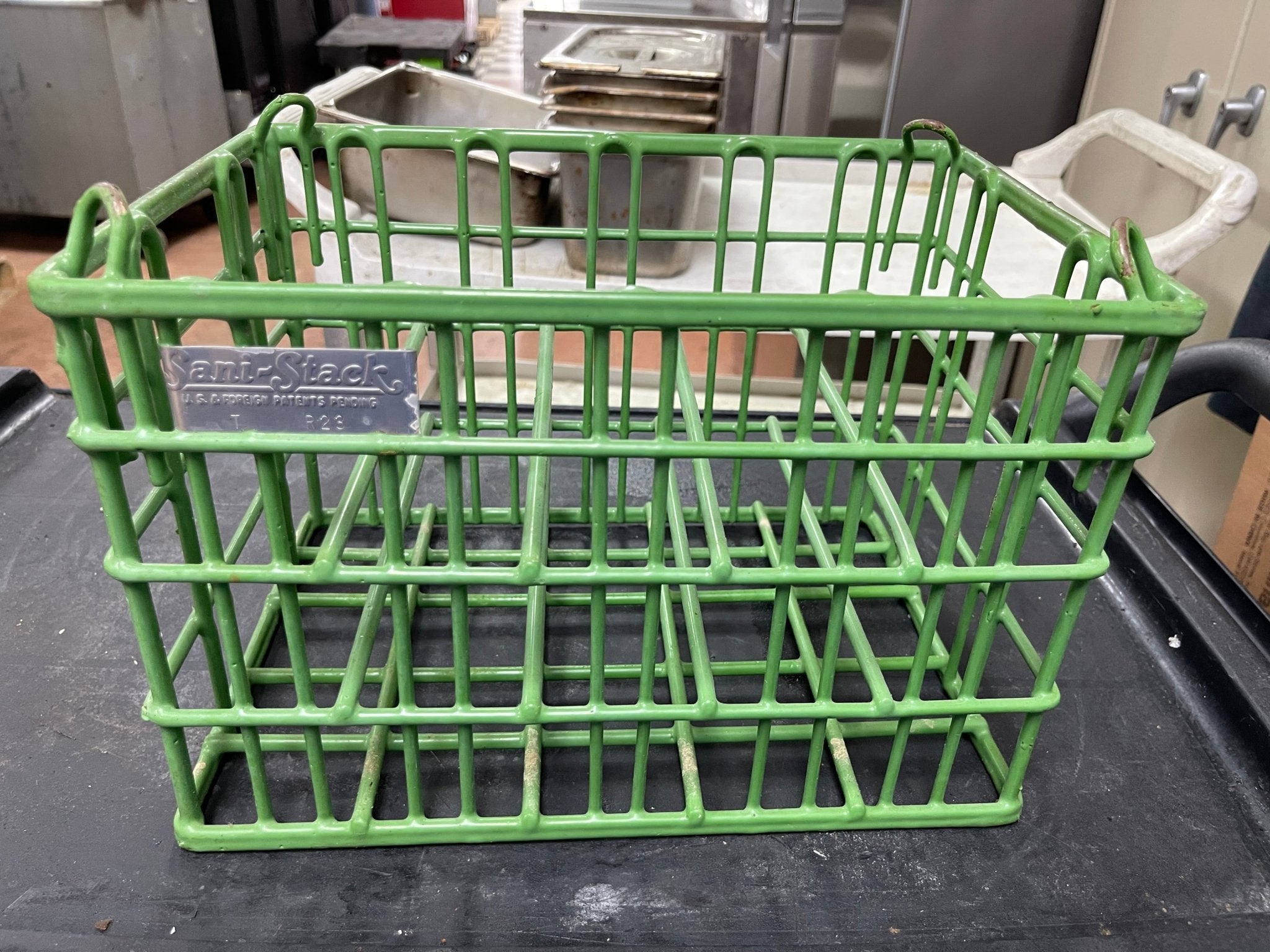 Used Sani Stack Coated wire Plate Washing Basket Crate P23 - Falcon Restaurant Supply - 1