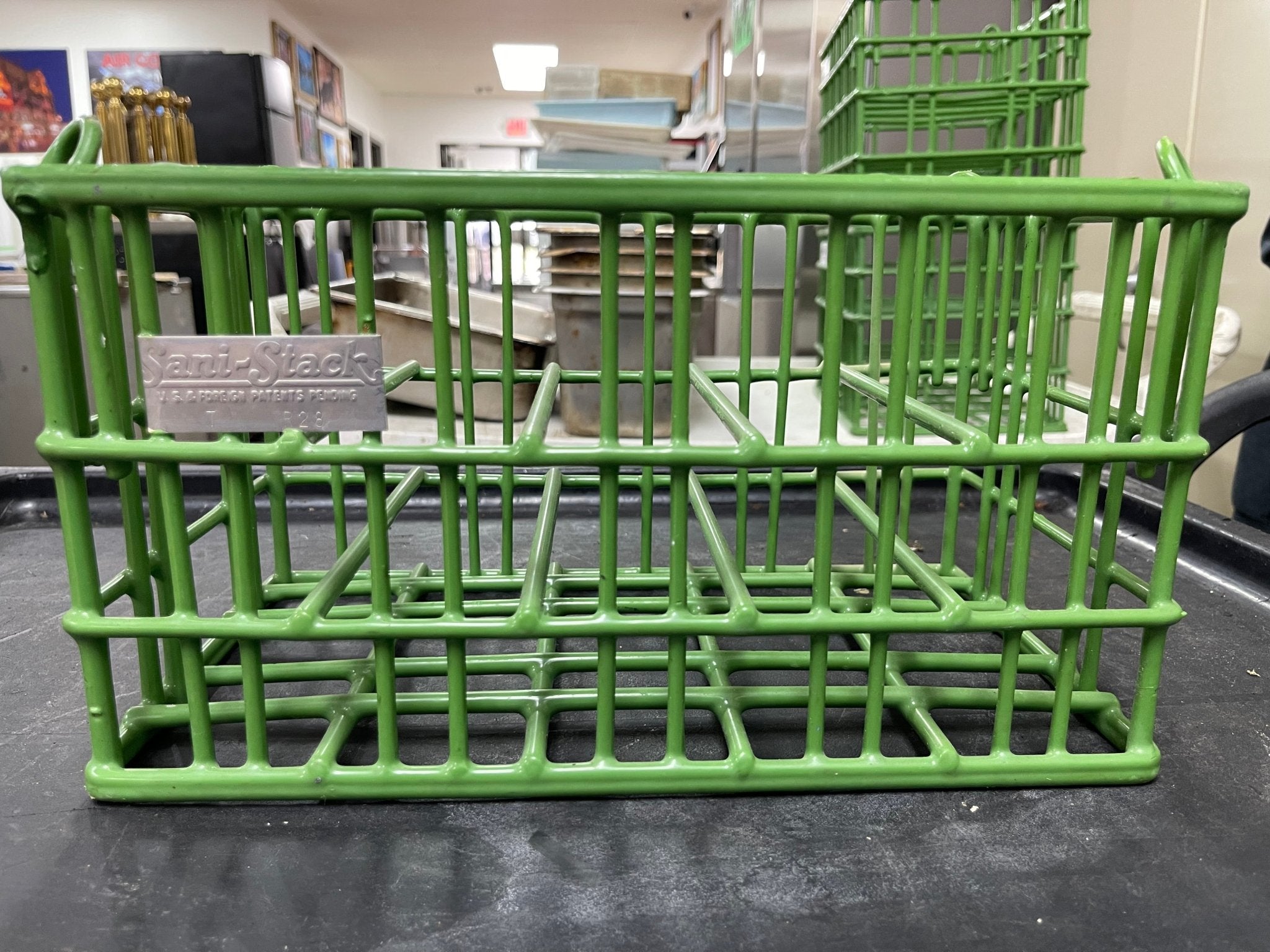 Used Sani Stack Coated wire Plate Washing Basket Crate R28 - Falcon Restaurant Supply - 1
