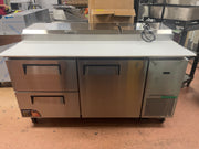 Used 67" Turbo Air TPR-67SD-D2-N Pizza Prep Table with 1 Door and 2 Drawers 115V - WO1