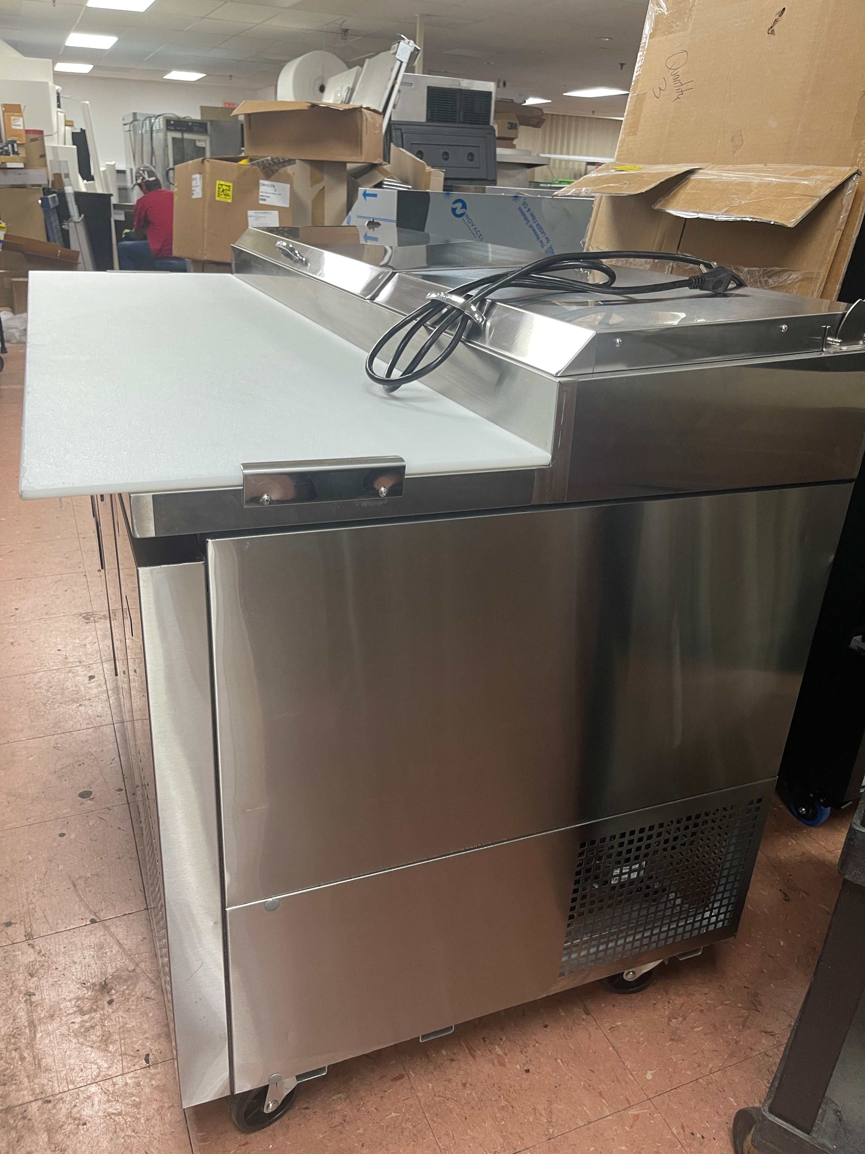 Used 67" Turbo Air TPR-67SD-D2-N Pizza Prep Table with 1 Door and 2 Drawers 115V - WO1