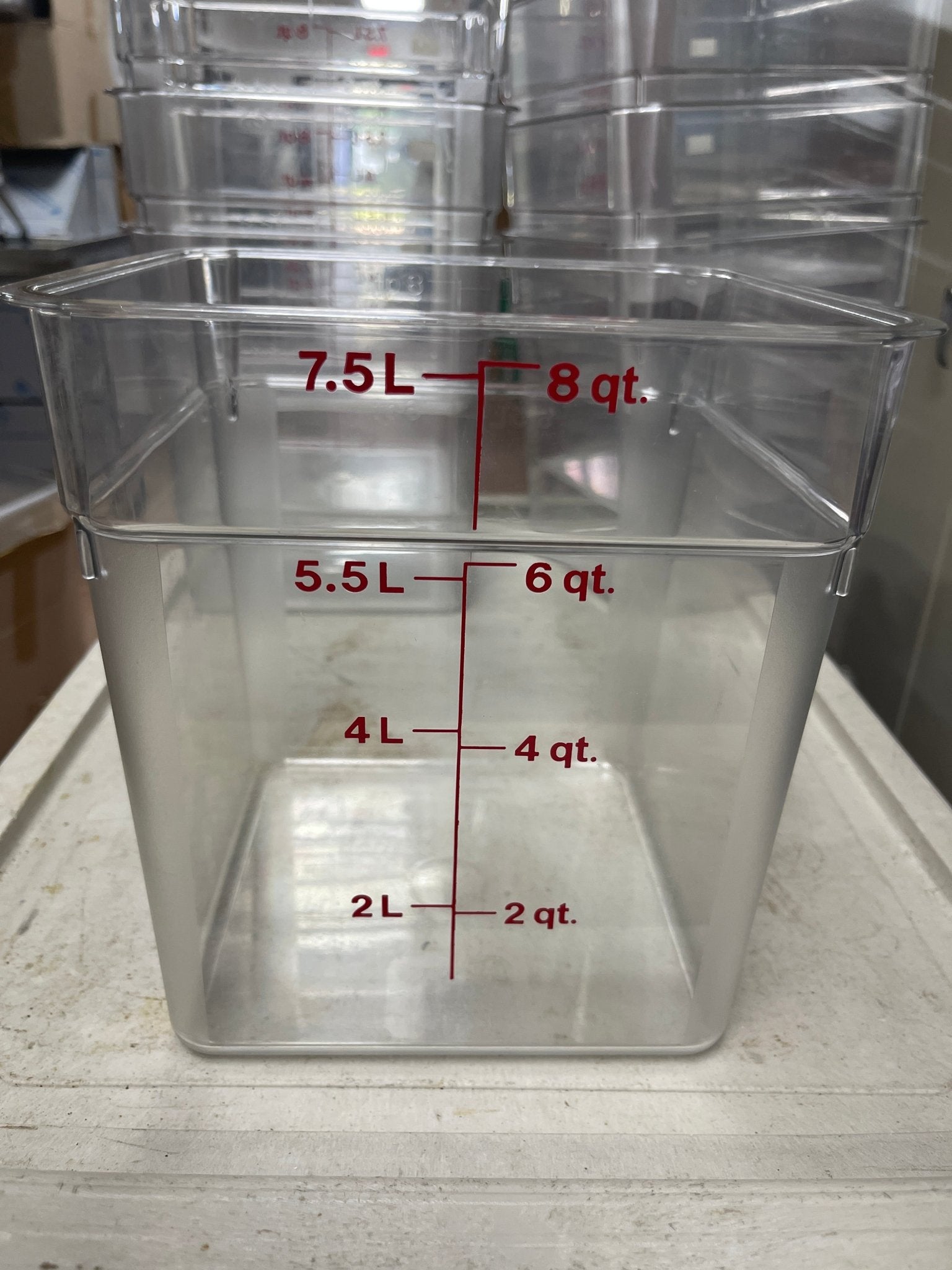 Used Cambro Classic 8 Qt. Clear Square Polycarbonate Food Storage Container - WO1 - Falcon Restaurant Supply - 1
