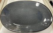 Used 12-3/8" Tuxton 21 Gray Ceramic Oval Serving Platter Bowl Plate - WO1