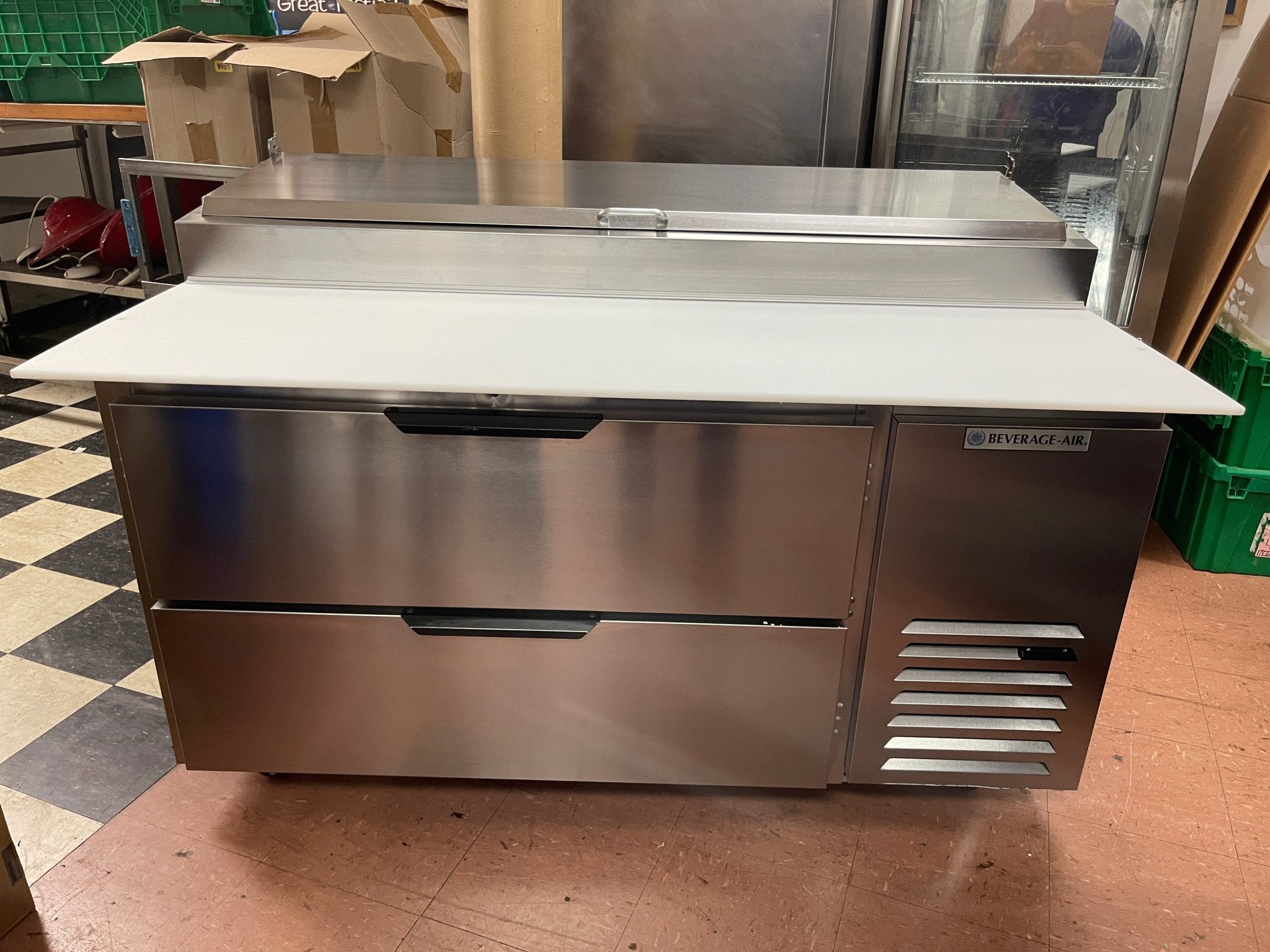 Used Beverage - Air DPD60HC - 2 60" 2 Drawer Refrigerated Pizza Prep Table 115V - WO1 - Falcon Restaurant Supply - 1