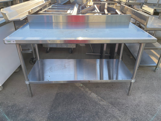 Used Regency 30"X60" Stainless Steel Table with Shelf and 4" Backsplash JD - SS322