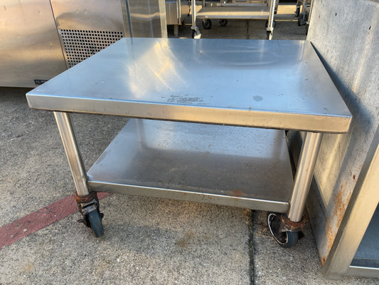Used 30"x25" Stainless Equipment Stand with Shelf and Casters - SS331