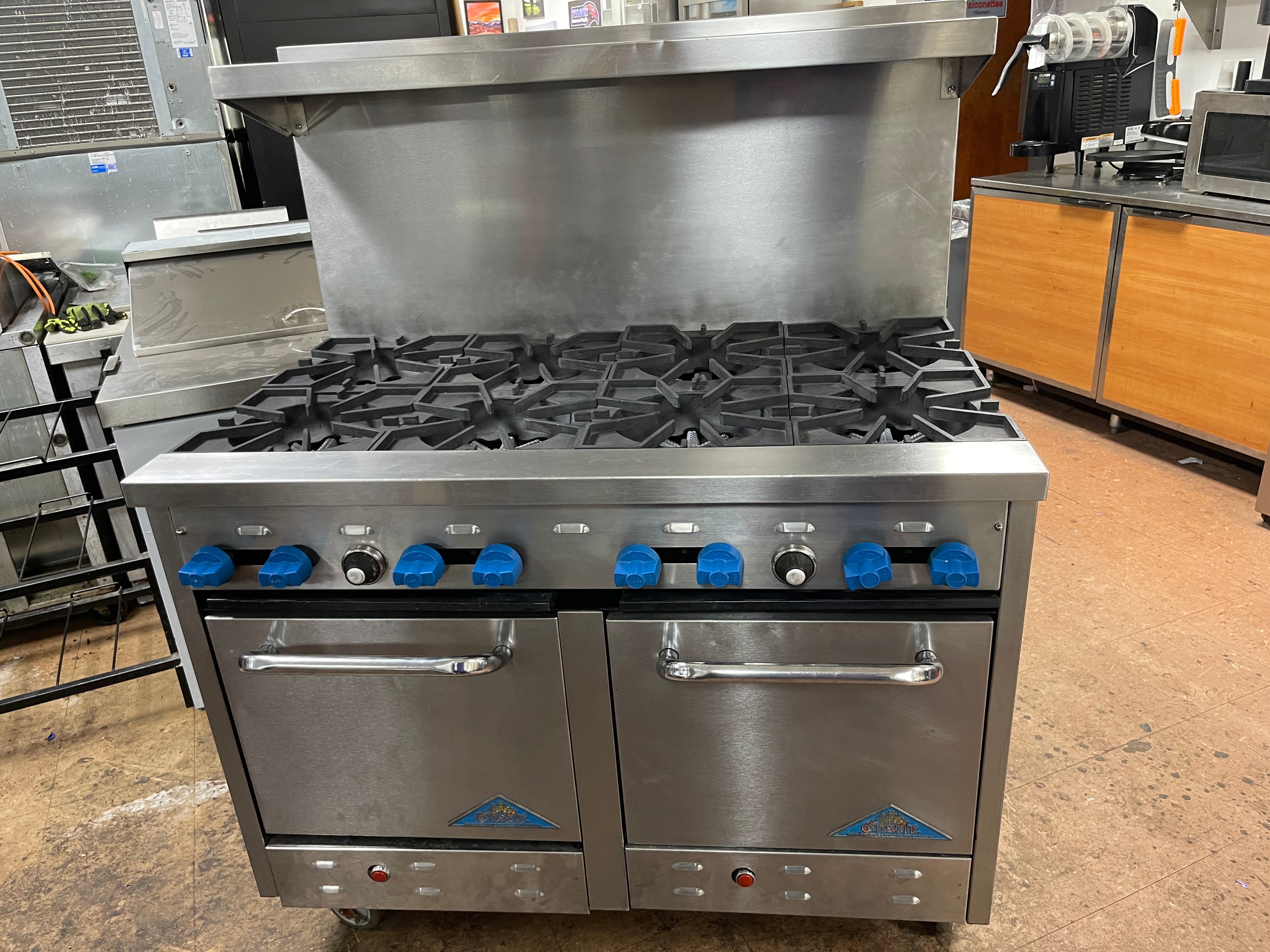 Used 48" Comstock-Castle F3218 Gas Range with 8 Burners 2 Ovens 264000 BTU