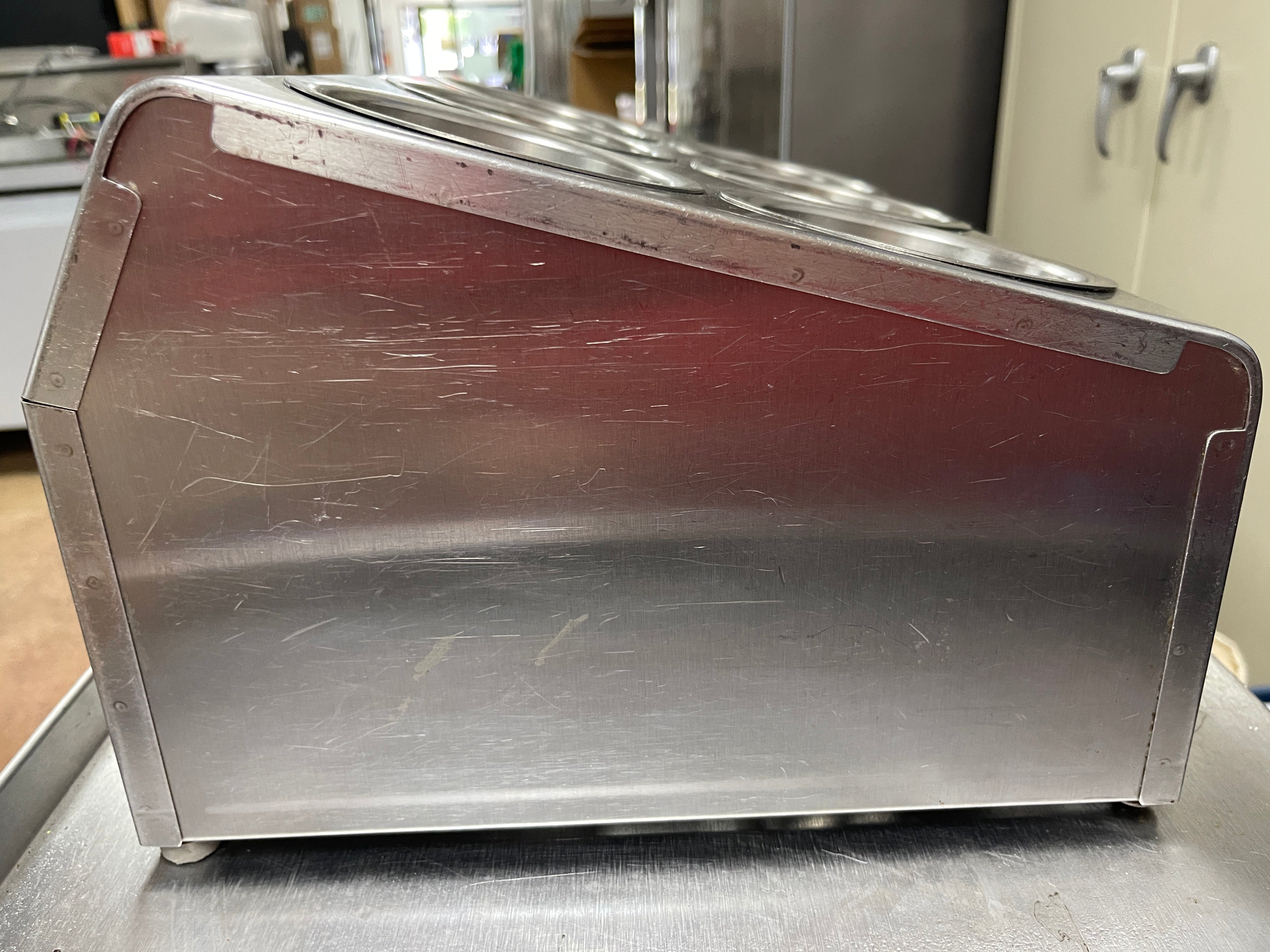 Used 6 Hole Stainless Steel Flatware Organizer with Perforated Stainless Steel Cylinders - JD