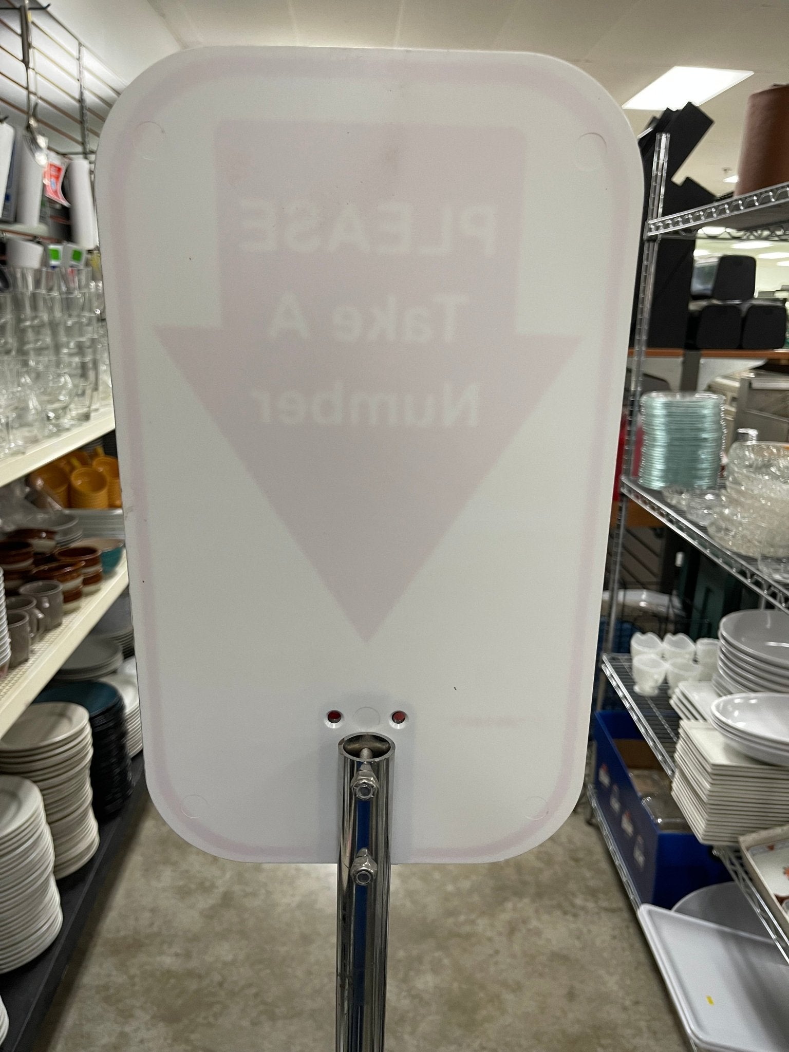 Used Microframe Turn - O - Matic Take A Number Ticket Dispenser with Floor Stand - Falcon Restaurant Supply - 5