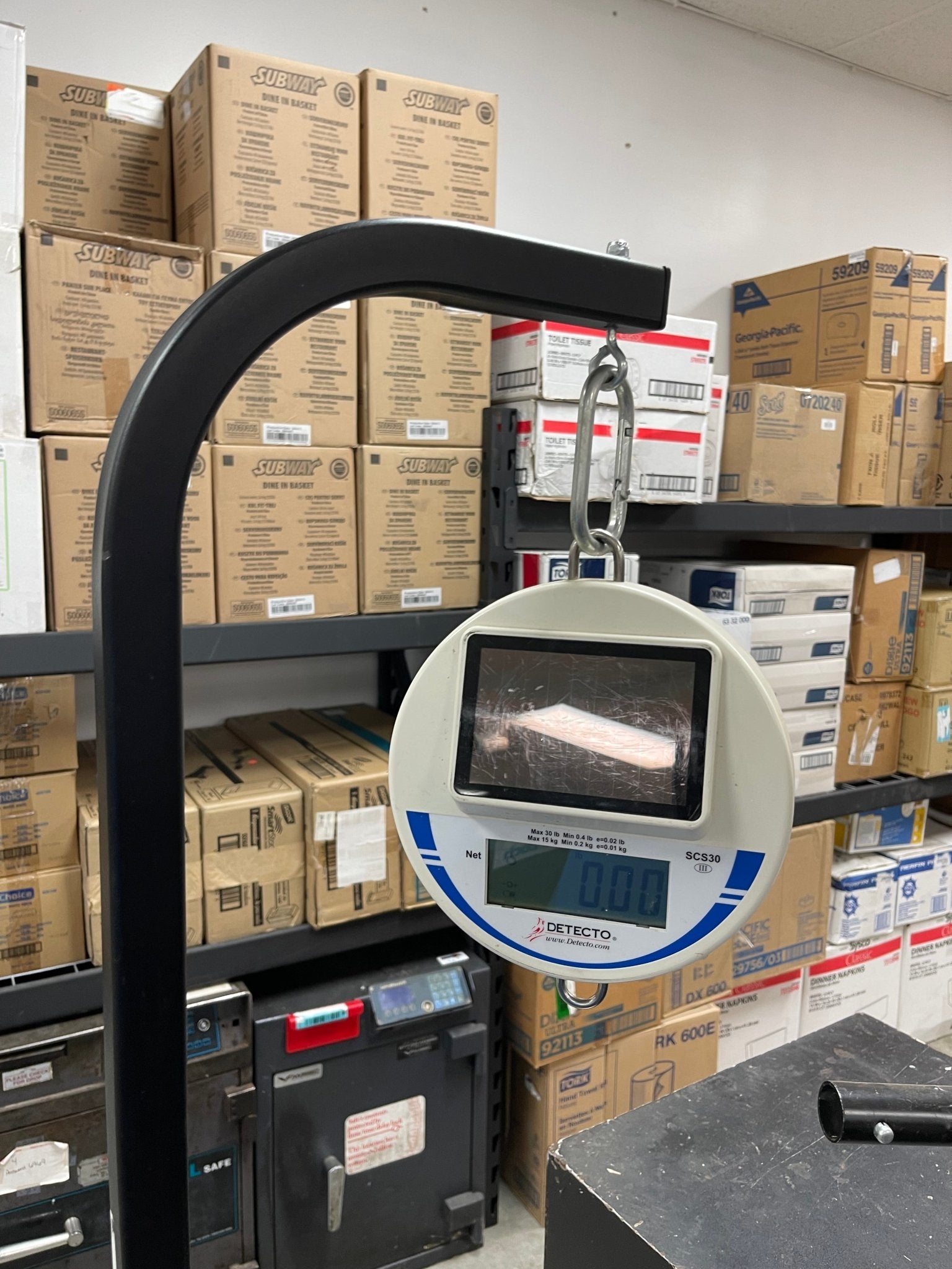 Used Detecto SCS30 Digital Solar Hanging Scale 30lb Capacity with Stand