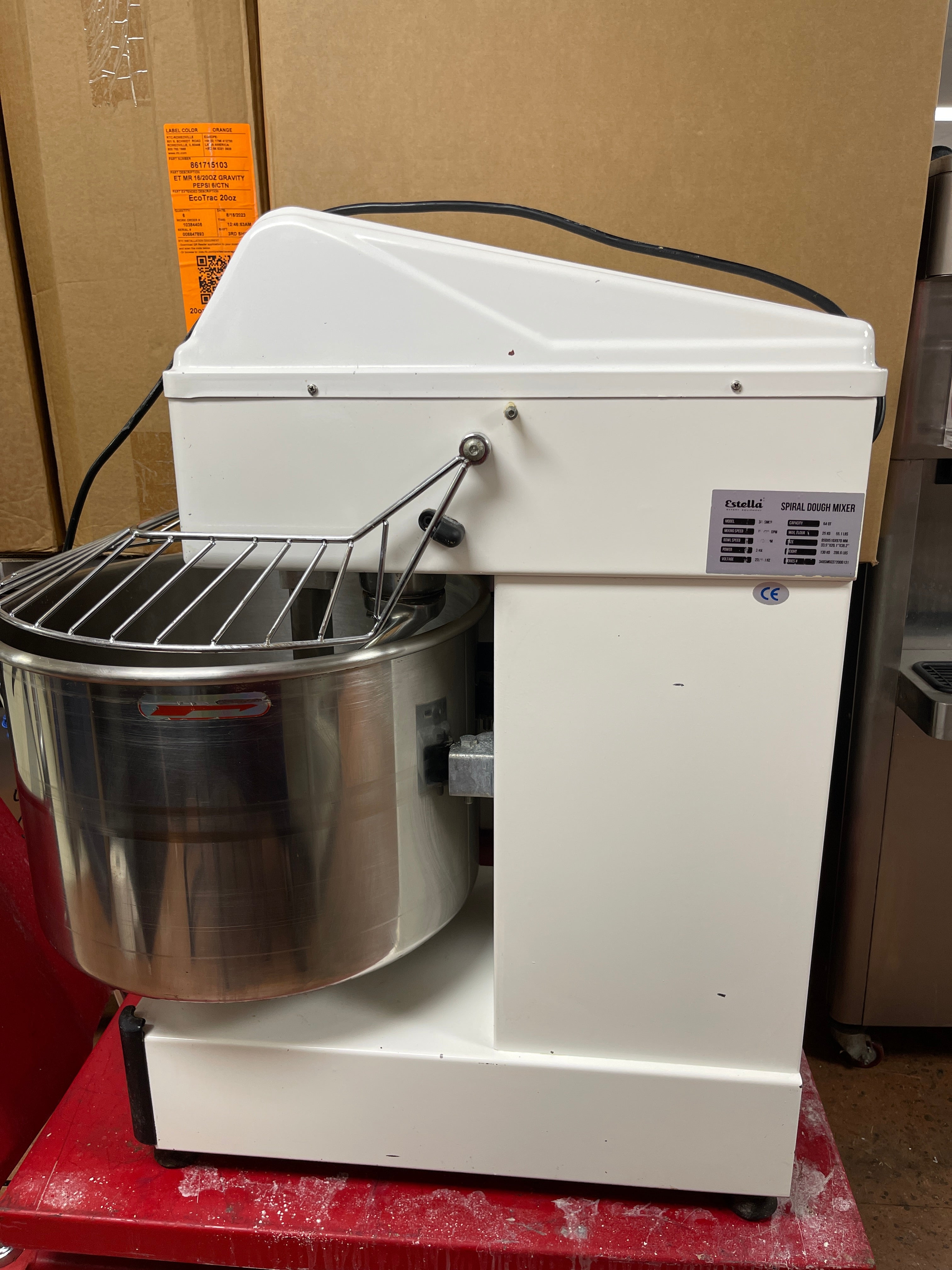 Used Estella SM60 60 Qt. / 88 lb. Two-Speed Spiral Dough Mixer 220V, 4 HP - COZ