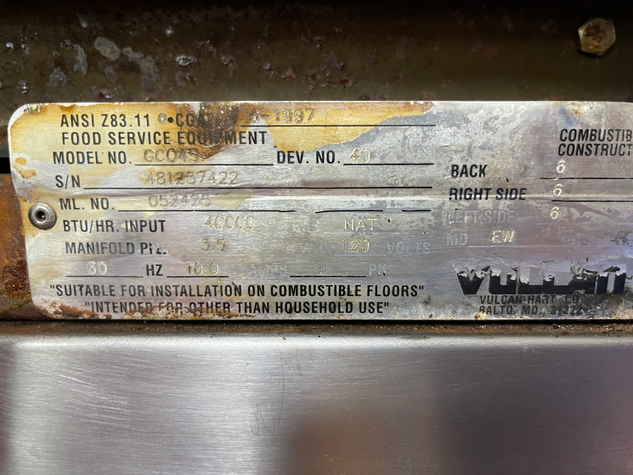 Used Vulcan GC04S Double Stack Natural Gas Convection Ovens - Falcon Restaurant Supply - 7