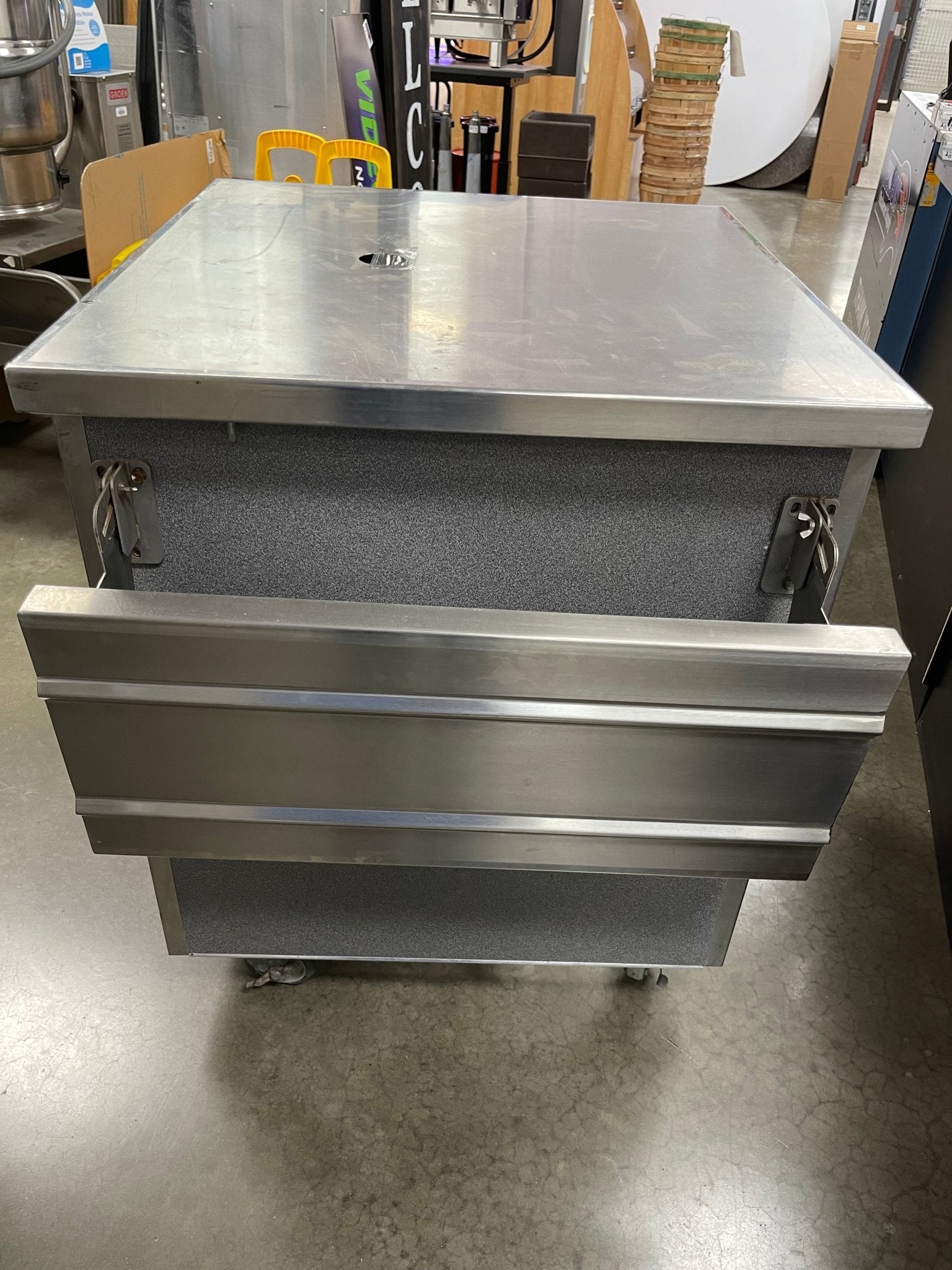 Used Colorpoint Portable Stainless Steel Gray Work Counter with Foldable Shelf 120V - Falcon Restaurant Supply - 2