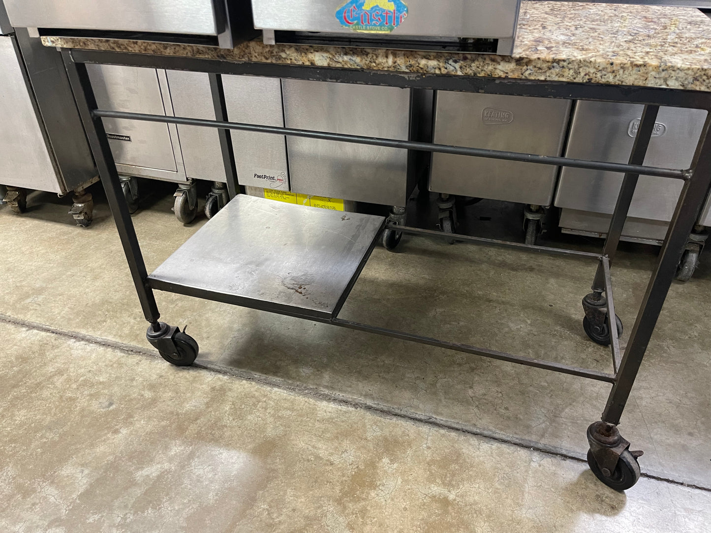 Used 1" Thick Marble Top Table with Caster Wheels