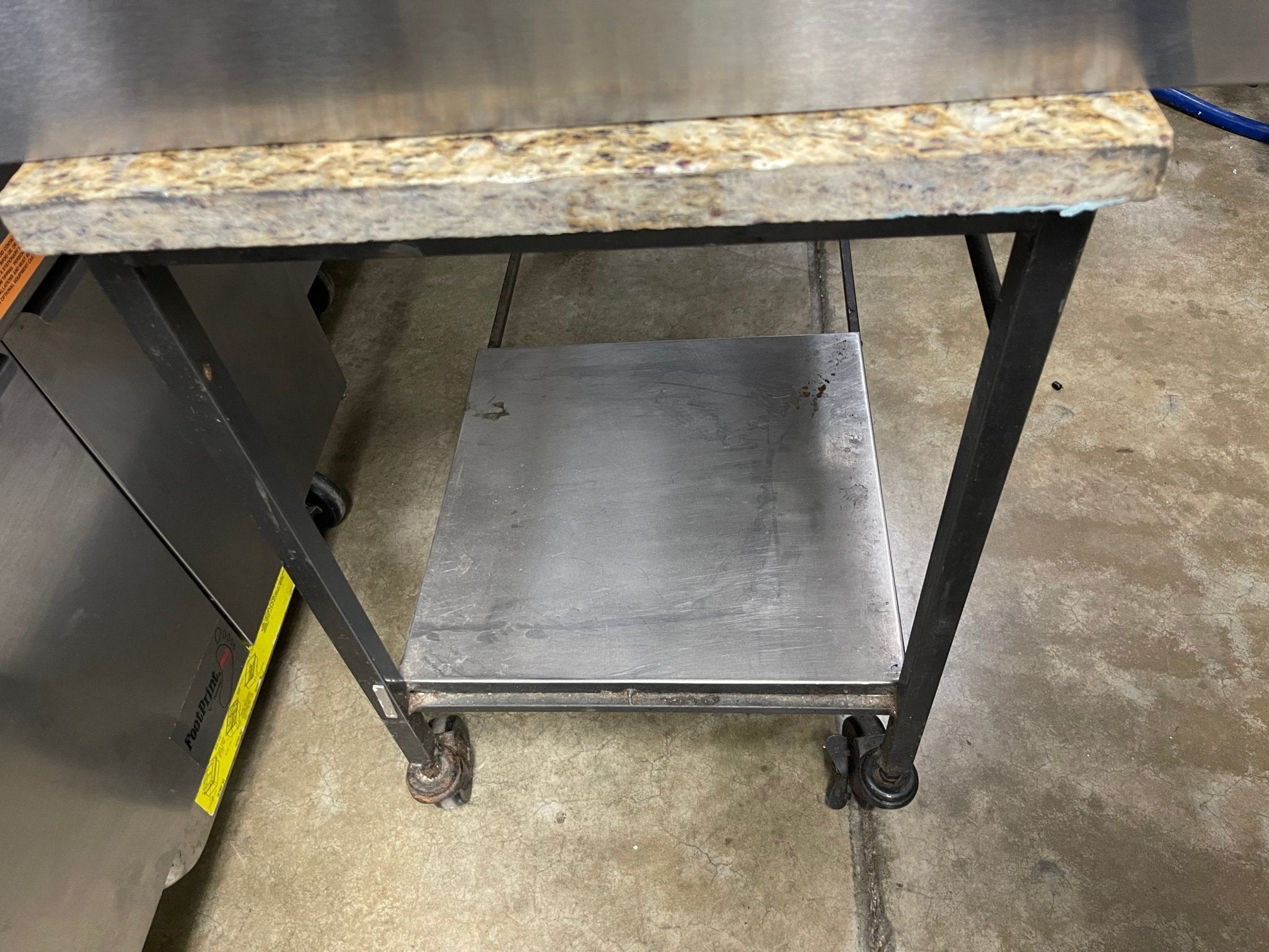 Used 1" Thick Marble Top Table with Caster Wheels - Falcon Restaurant Supply - 4