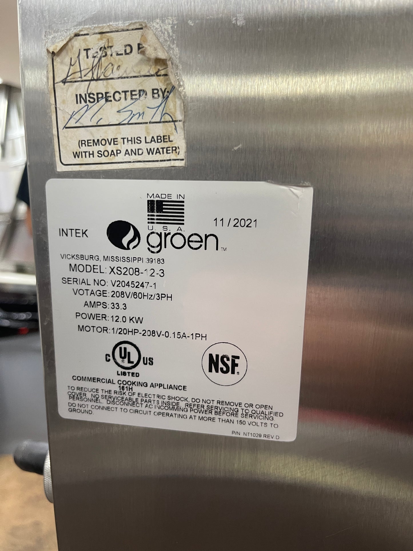 Used Groen XS-208-12-3 Intek Stainless Connectionless Steamer - 208V, 3 Phase - JD