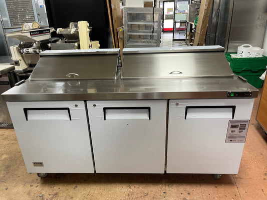 Used 72" Vevor KSR-72B1 Refrigerated Sandwich Prep Table 115V As Is