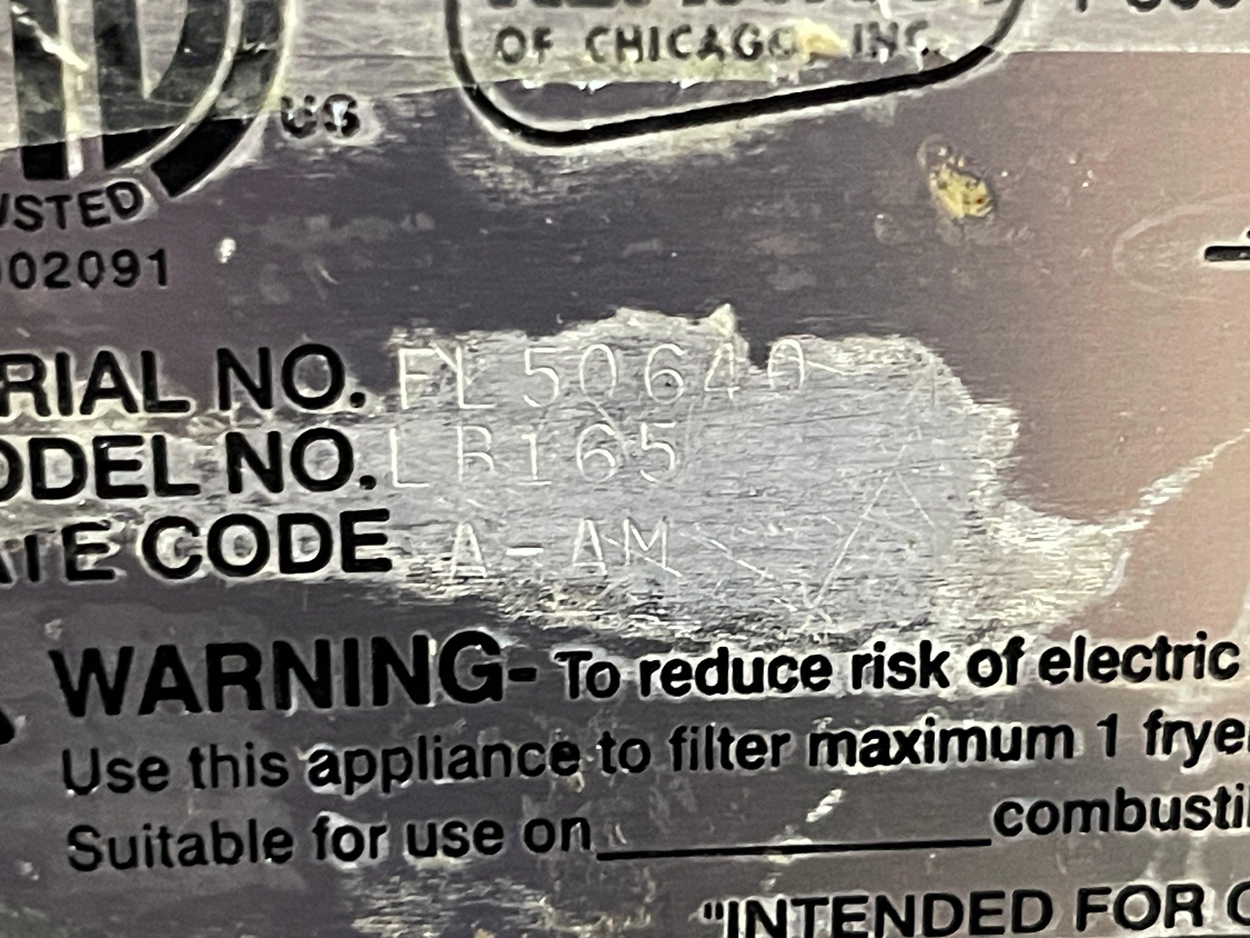 Used Keating LB165 Stainless Electric Portable Fryer Oil Filter 165lb Capacity 120V