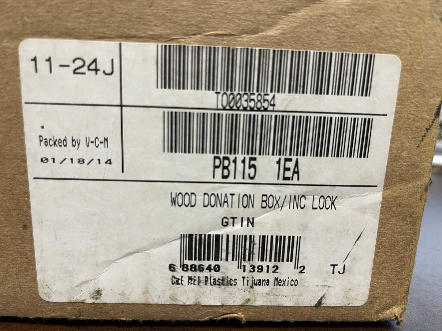 New Wooden Donation Tip Collection Container Box with Lock and Clear View Window