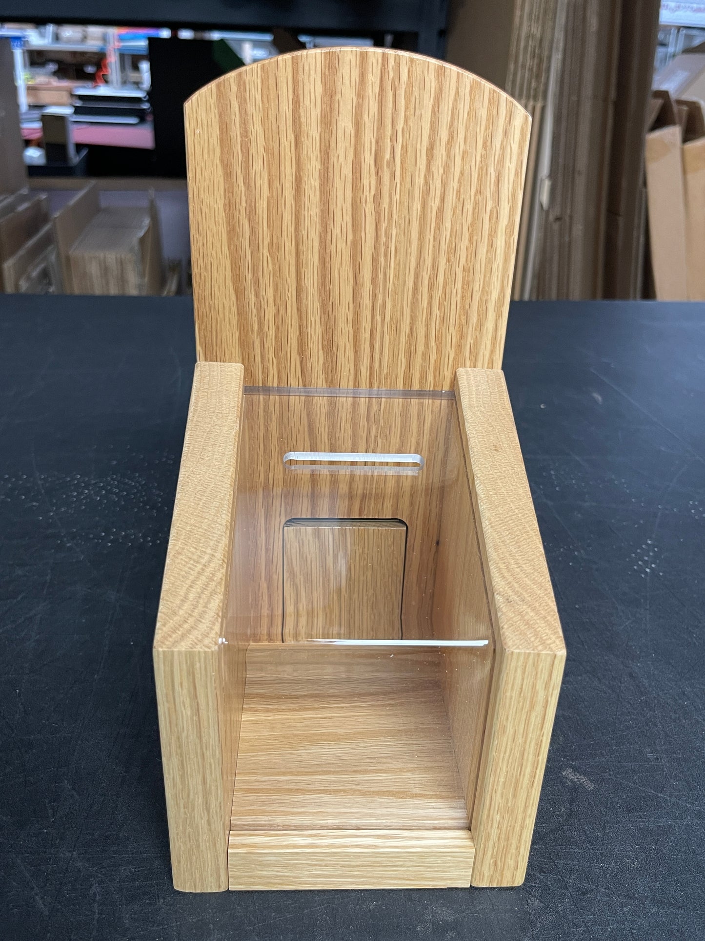 New Wooden Donation Tip Collection Container Box with Lock and Clear View Window