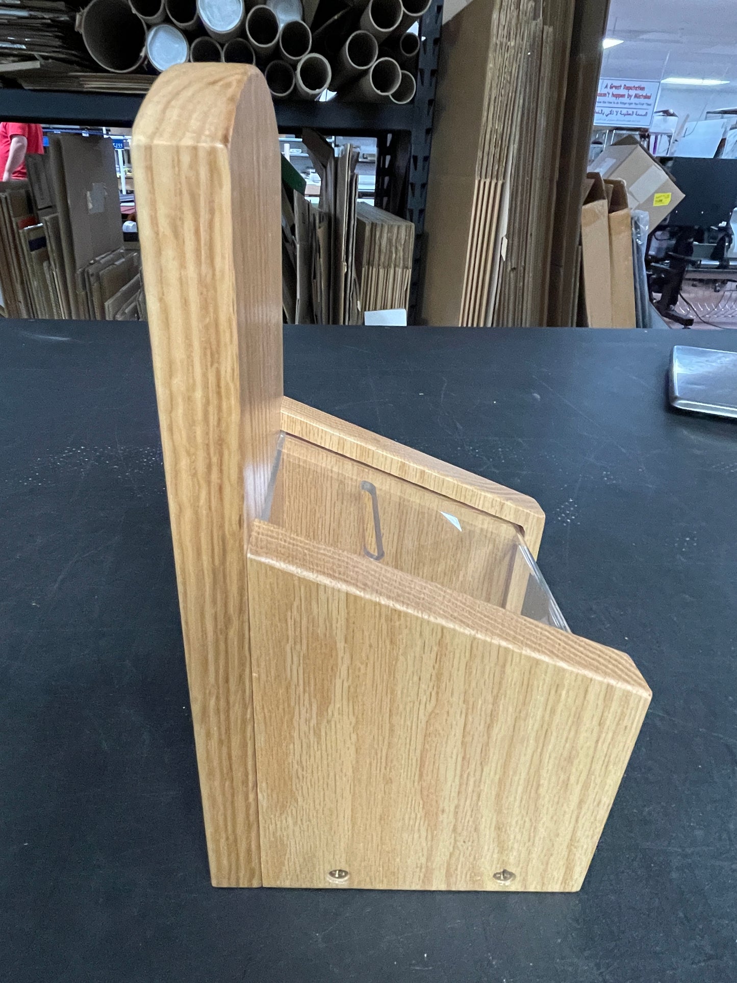 New Wooden Donation Tip Collection Container Box with Lock and Clear View Window