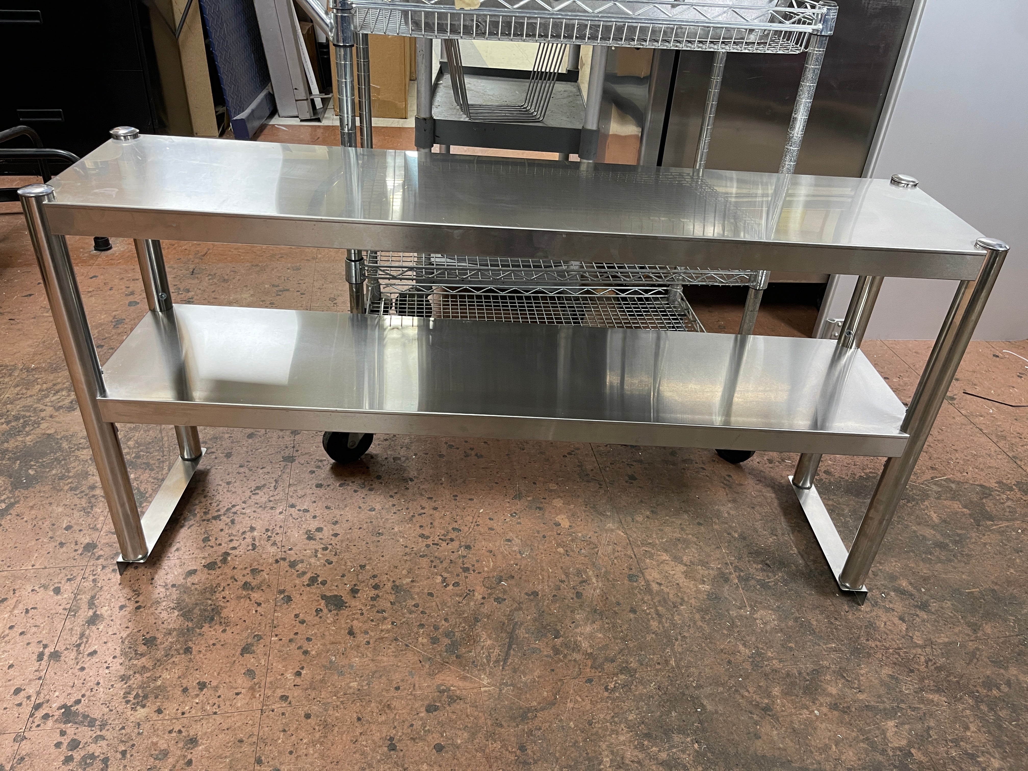 Used 48" x 11.5" Stainless Steel Double Overshelves for 48" Stainless Table