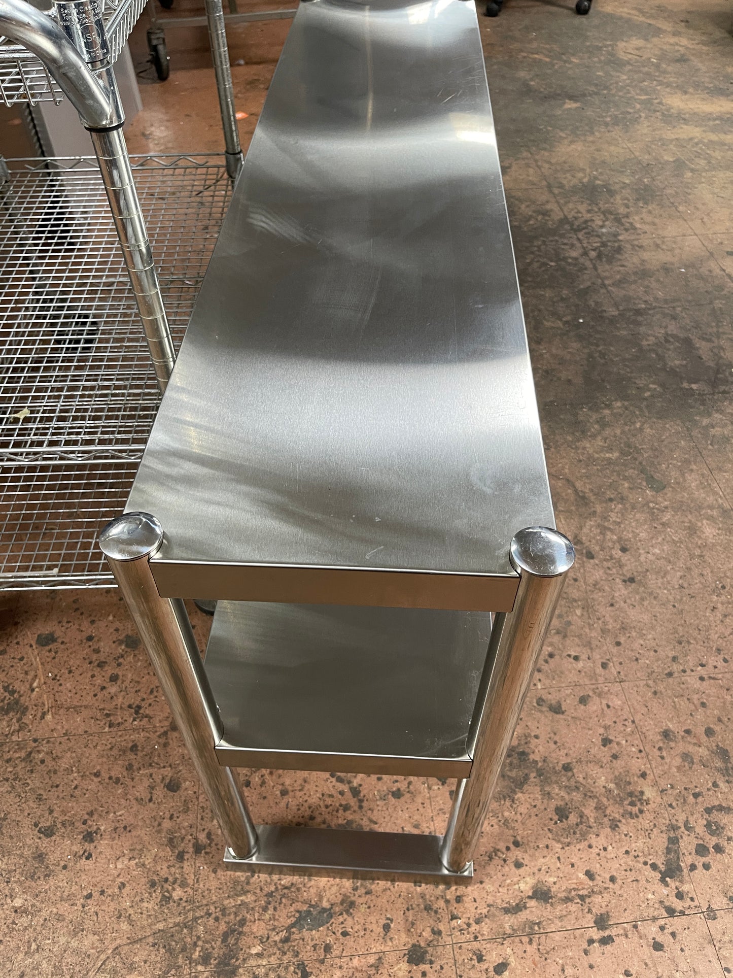Used 48" x 11.5" Stainless Steel Double Overshelves for 48" Stainless Table