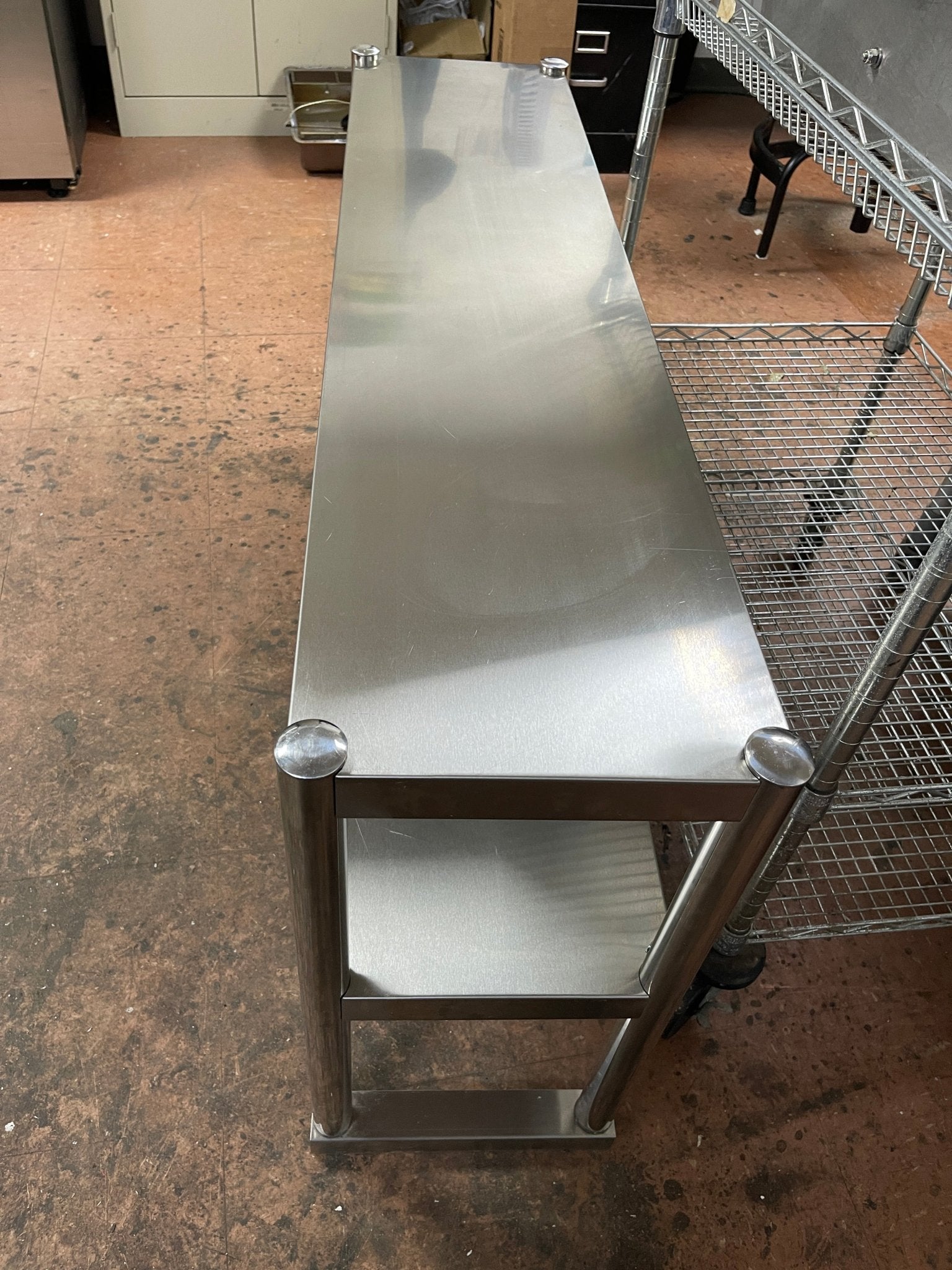 Used 48" x 11.5" Stainless Steel Double Overshelves for 48" Stainless Table - Falcon Restaurant Supply - 3
