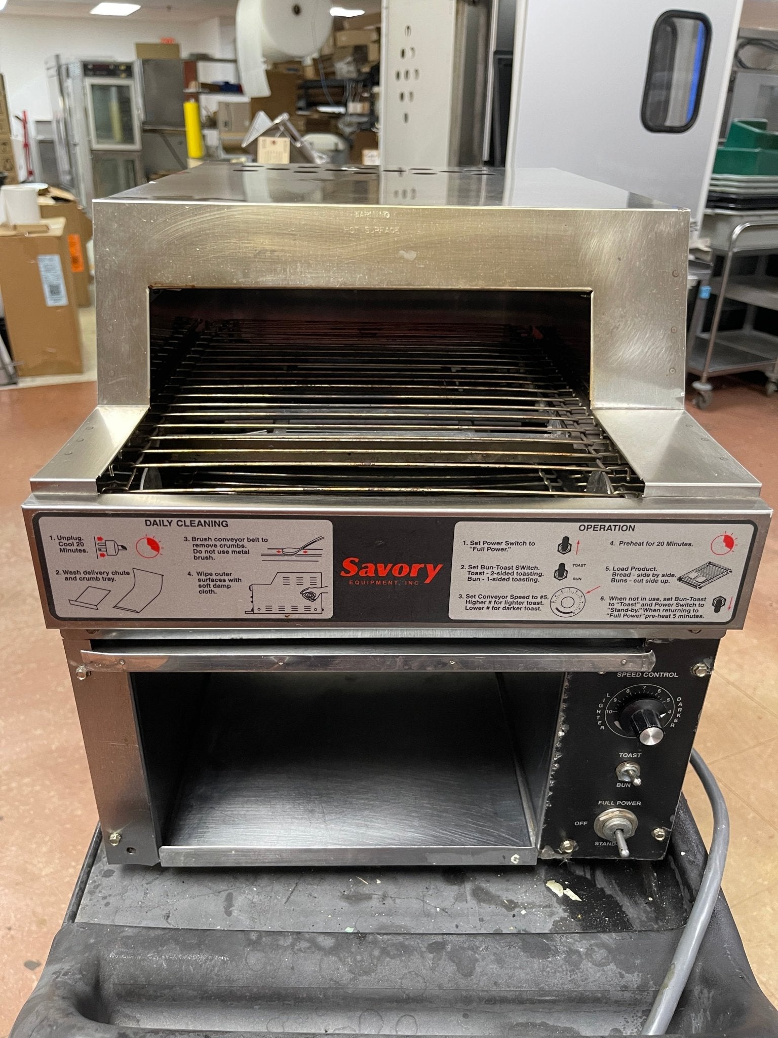 Used Merco Savory RT - 2 Conveyor Bread and Bun Toaster 650 - 950 Slices/hour 208V - Falcon Restaurant Supply - 1