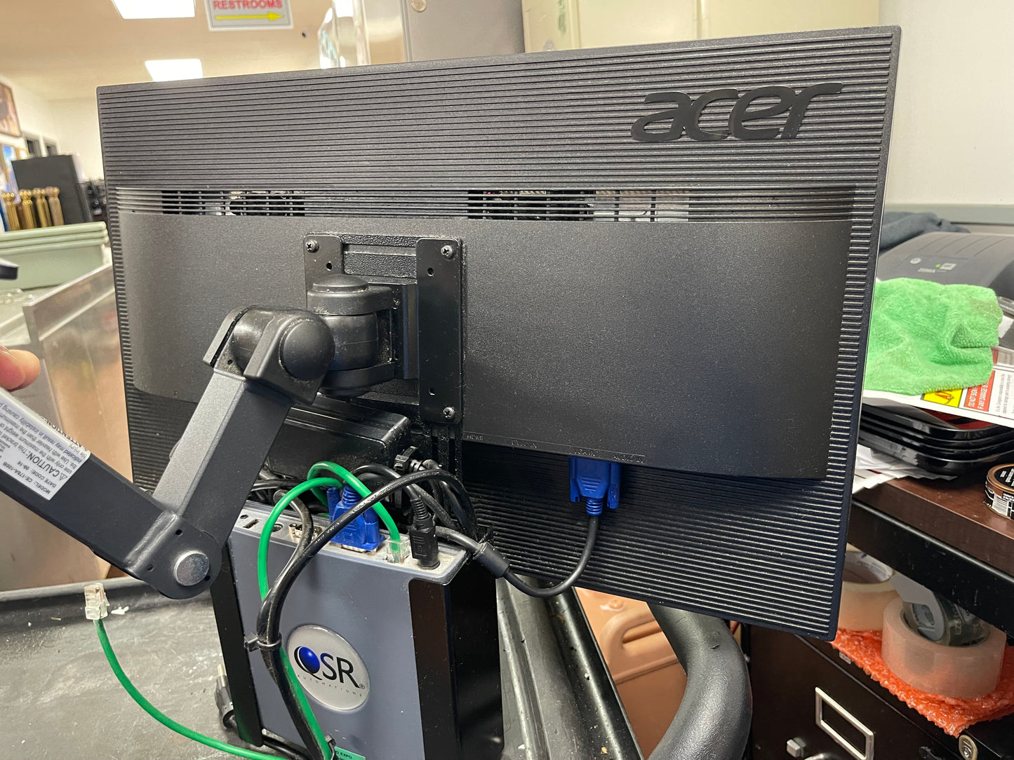 Acer V246HL Monitor with QSR xCeed Kitchen Controller and Wall Mount
