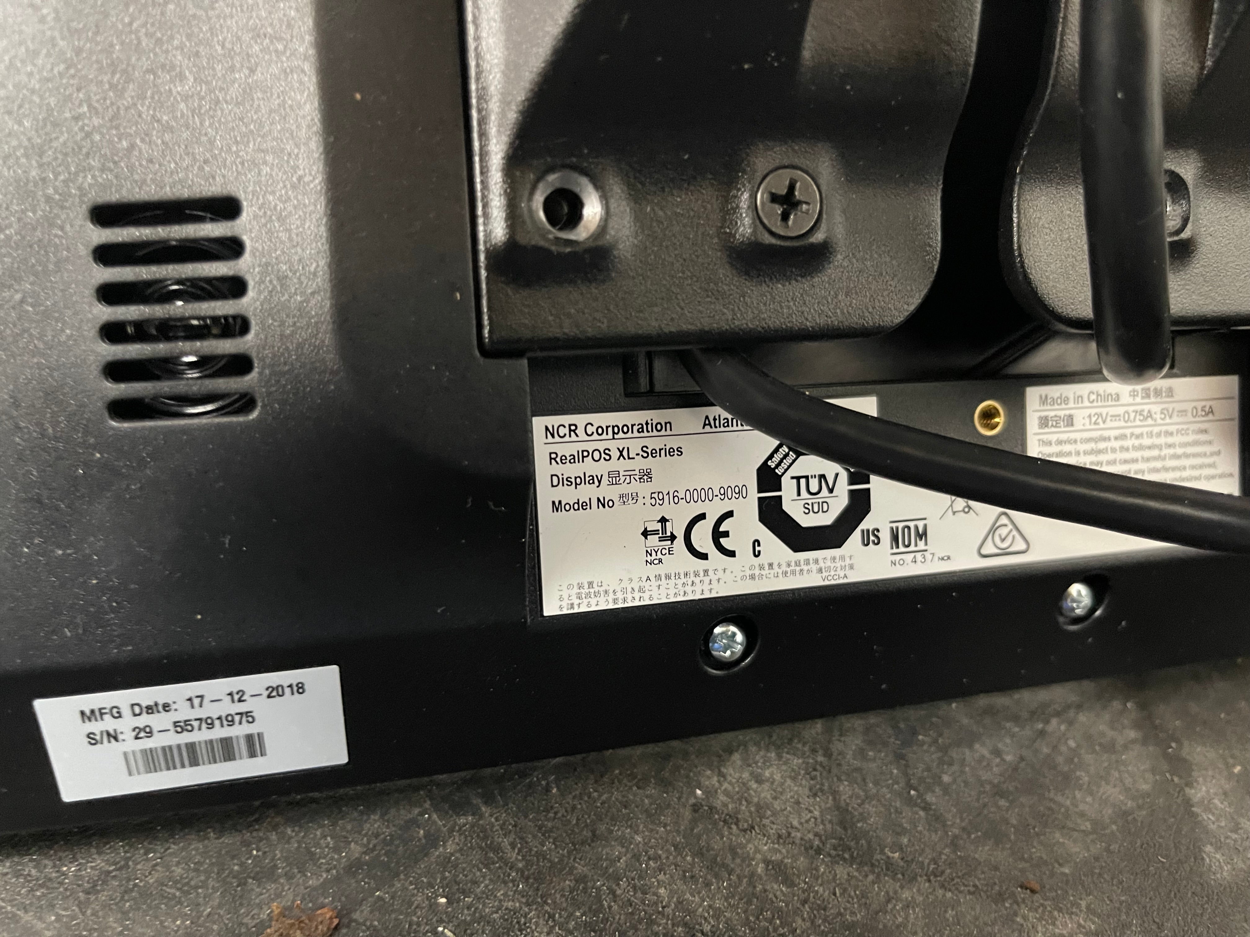 Used NCR POS 5915-1315-9090 Touch Display Monitor XL Series 5915-1315-9090