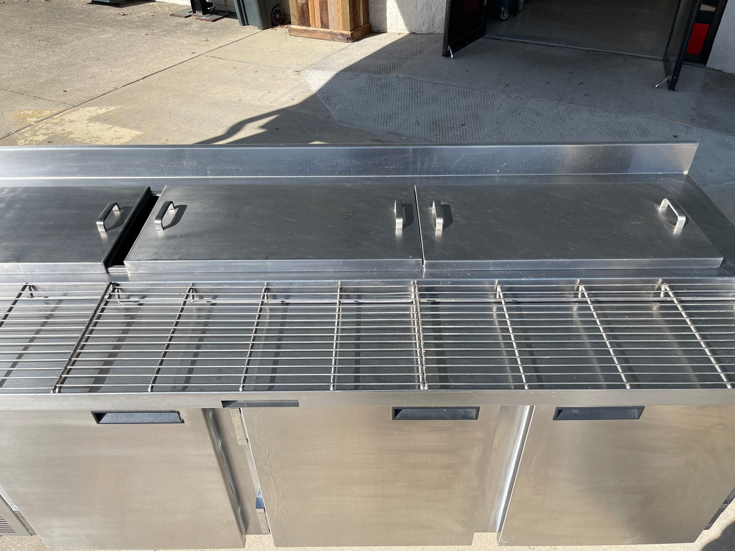 Wasserstrom 95" Custom Made Refrigerated Stainless Steel Pizza Prep Table 120V