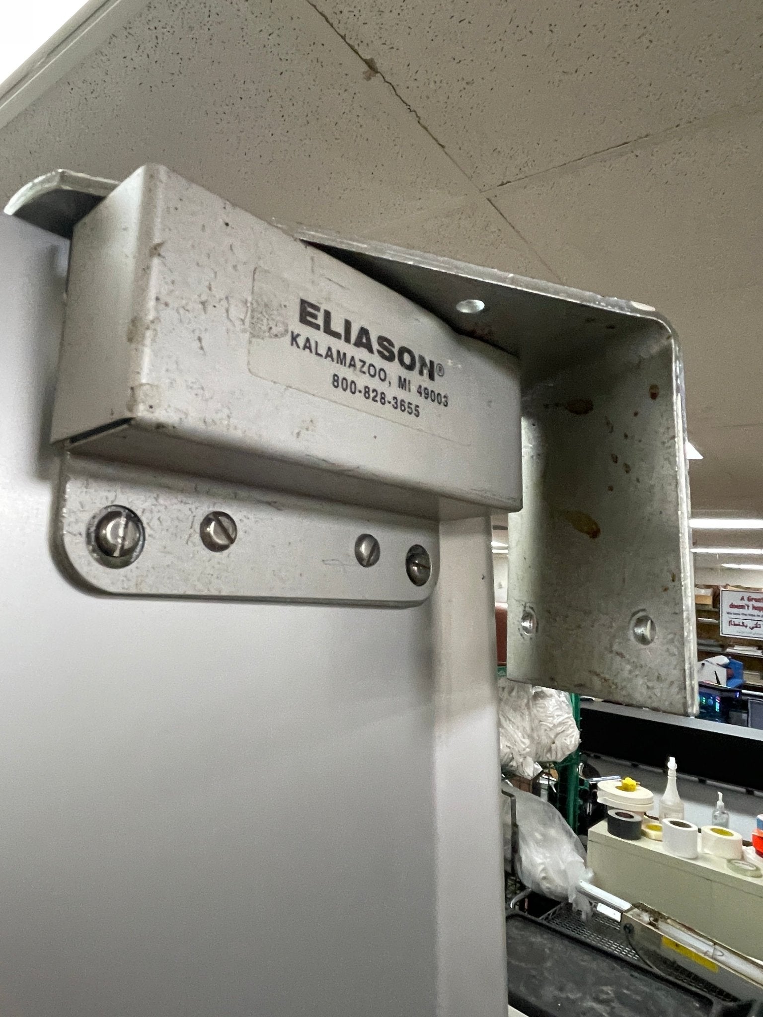 New Eliason Solid Swinging Door with Window 35.25" X 82.5" Used Hinge - Falcon Restaurant Supply - 3