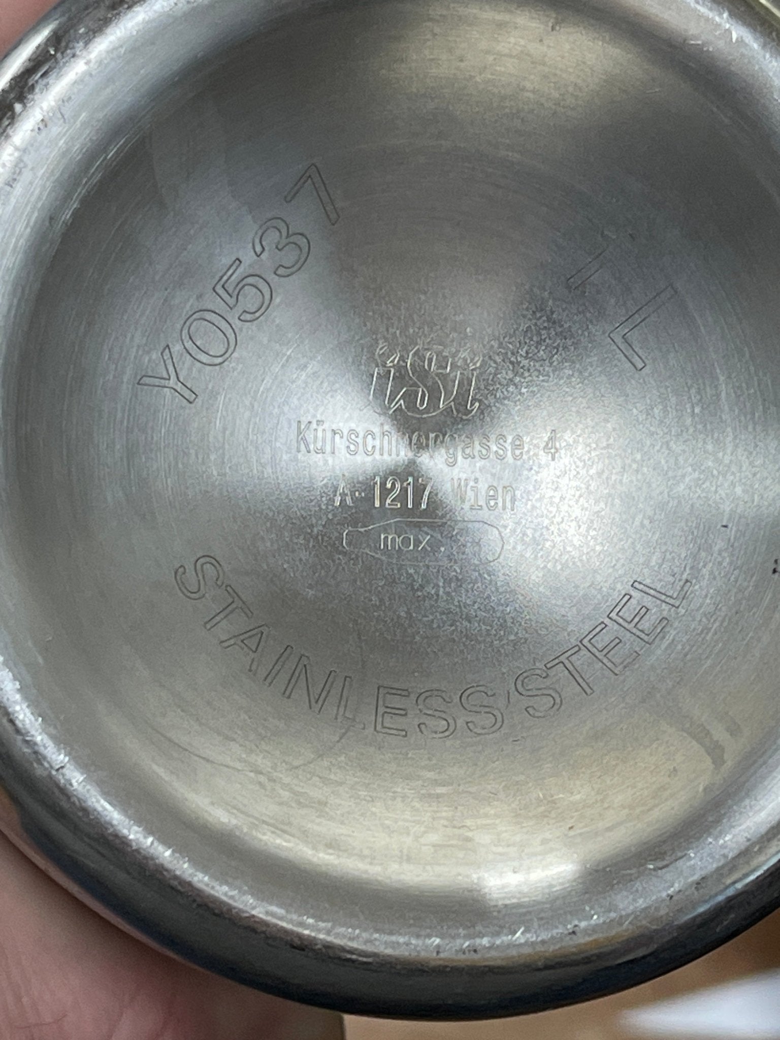 Used isi Whipped Cream Dispenser 1L Replacement Stainless Bottle - Falcon Restaurant Supply - 3