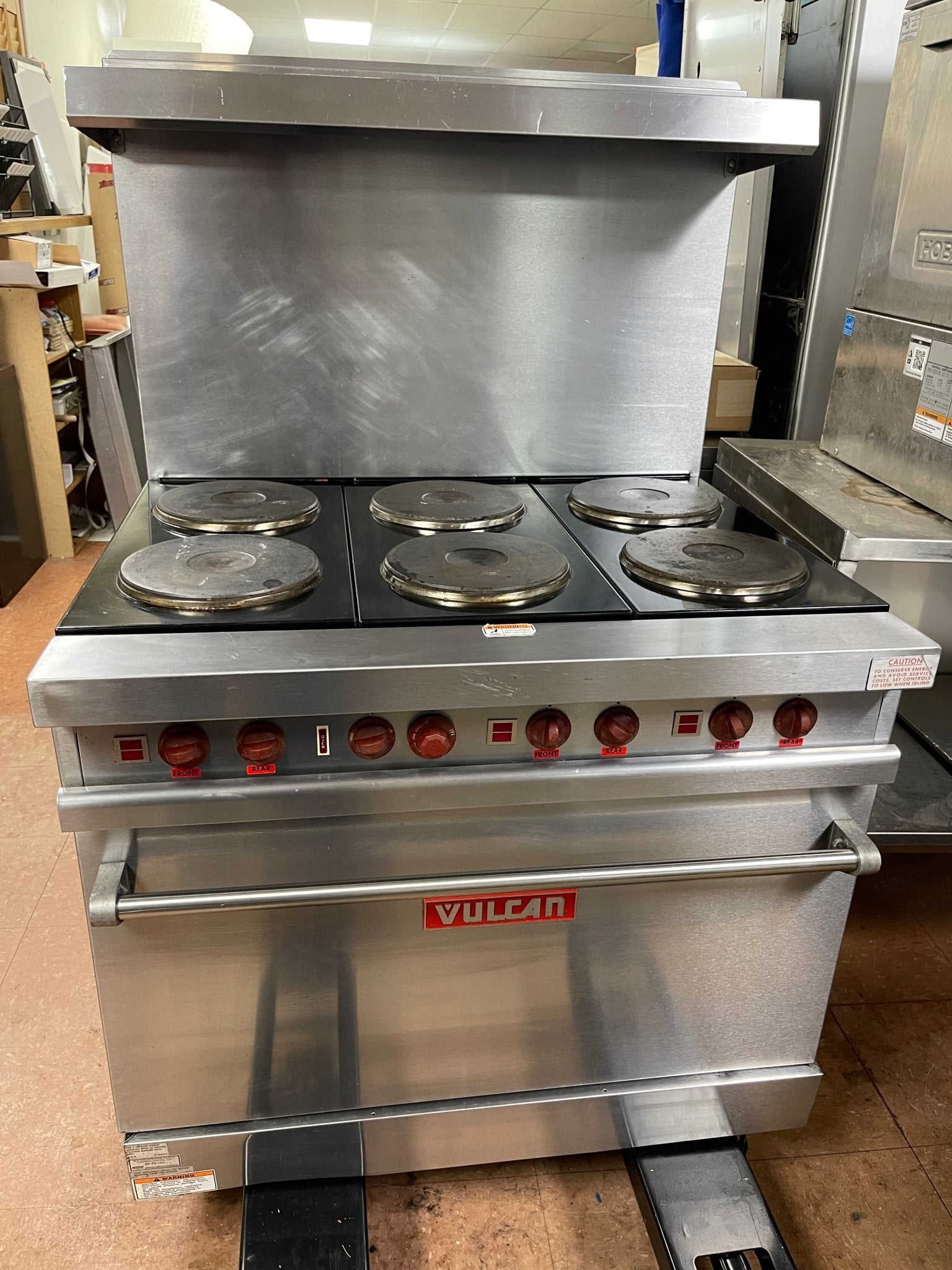 Used 36" Vulcan Commercial 6 Burner Electric Range with Oven 208V 1PH - Falcon Restaurant Supply - 1