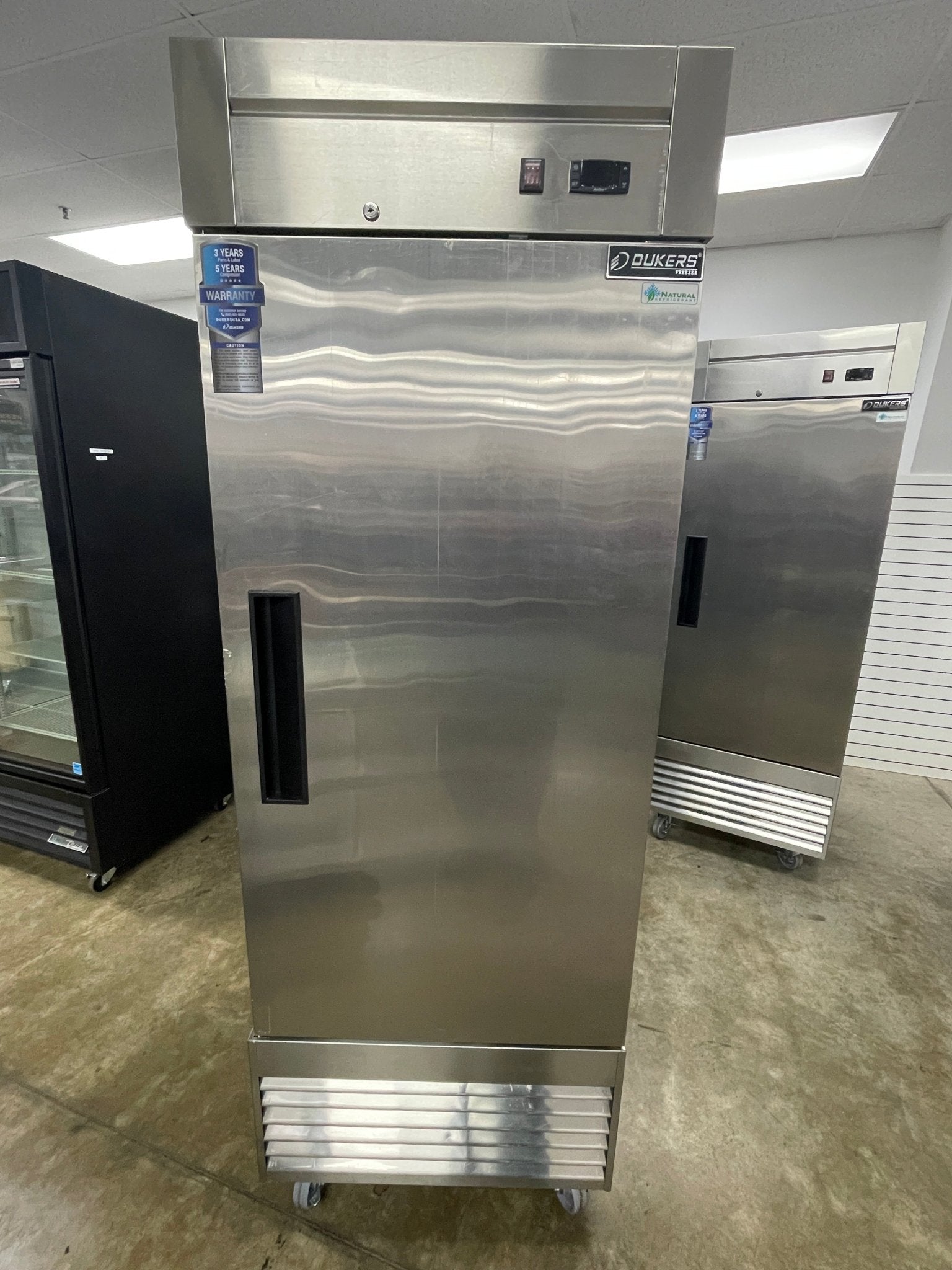 Used Dukers D28F Stainless Steel Single Solid Door Commercial Reach - in Freezer - Falcon Restaurant Supply - 1