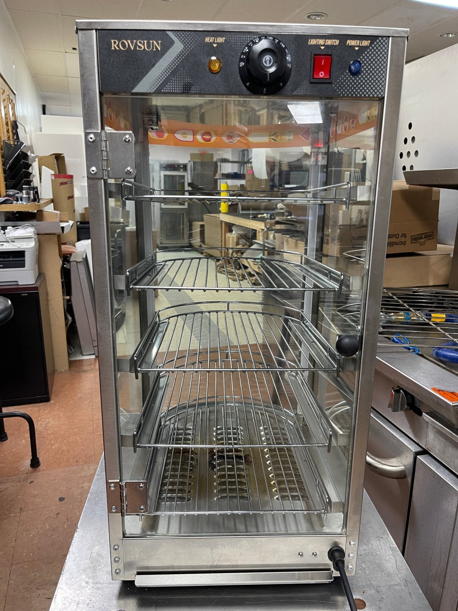 Used 14" ROVSUN 5 - Tier Countertop Hot Food Pizza Warmer Display Case 120V - Falcon Restaurant Supply - 2