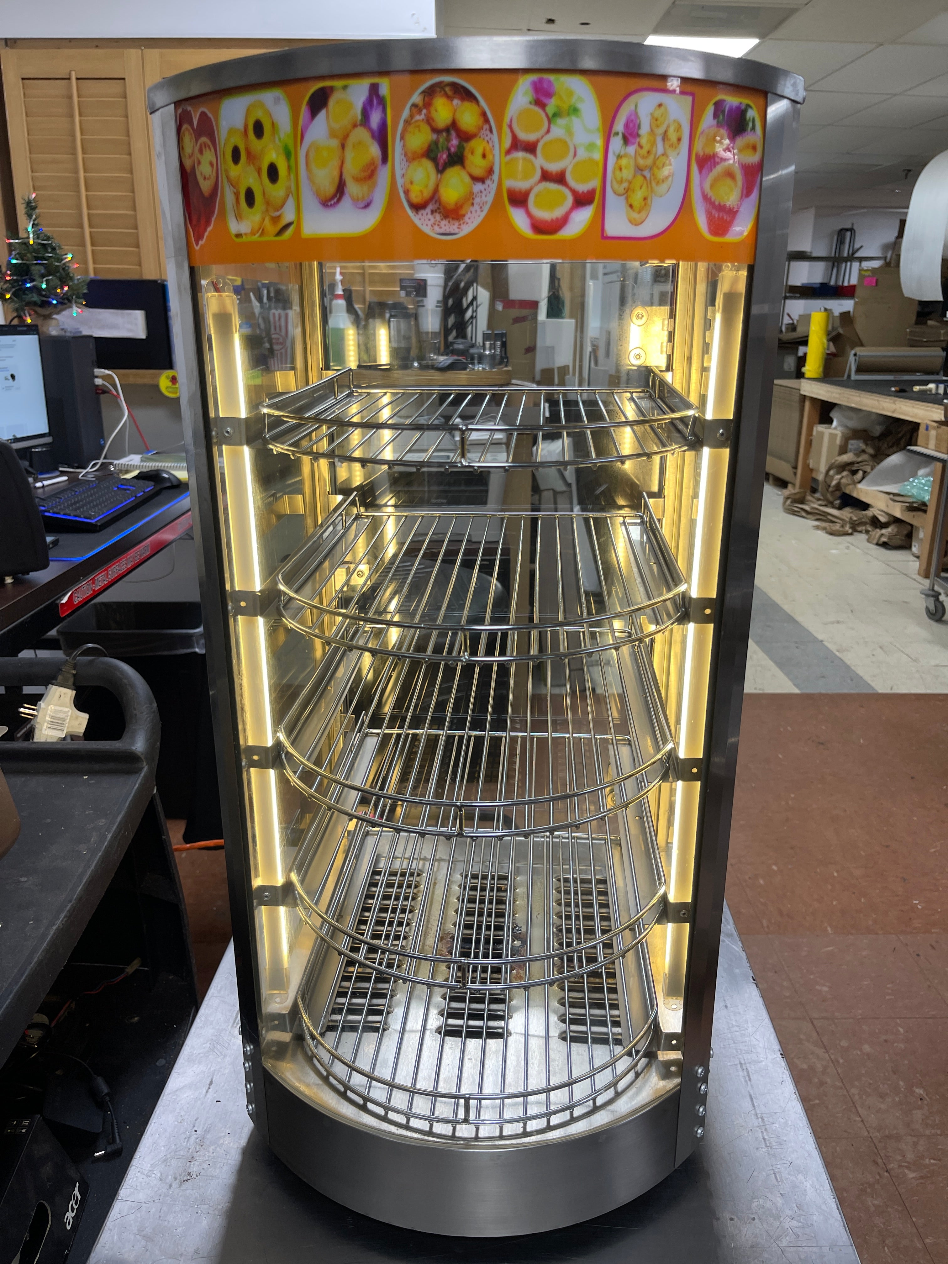 Used 14" ROVSUN 5-Tier Countertop Hot Food Pizza Warmer Display Case 120V