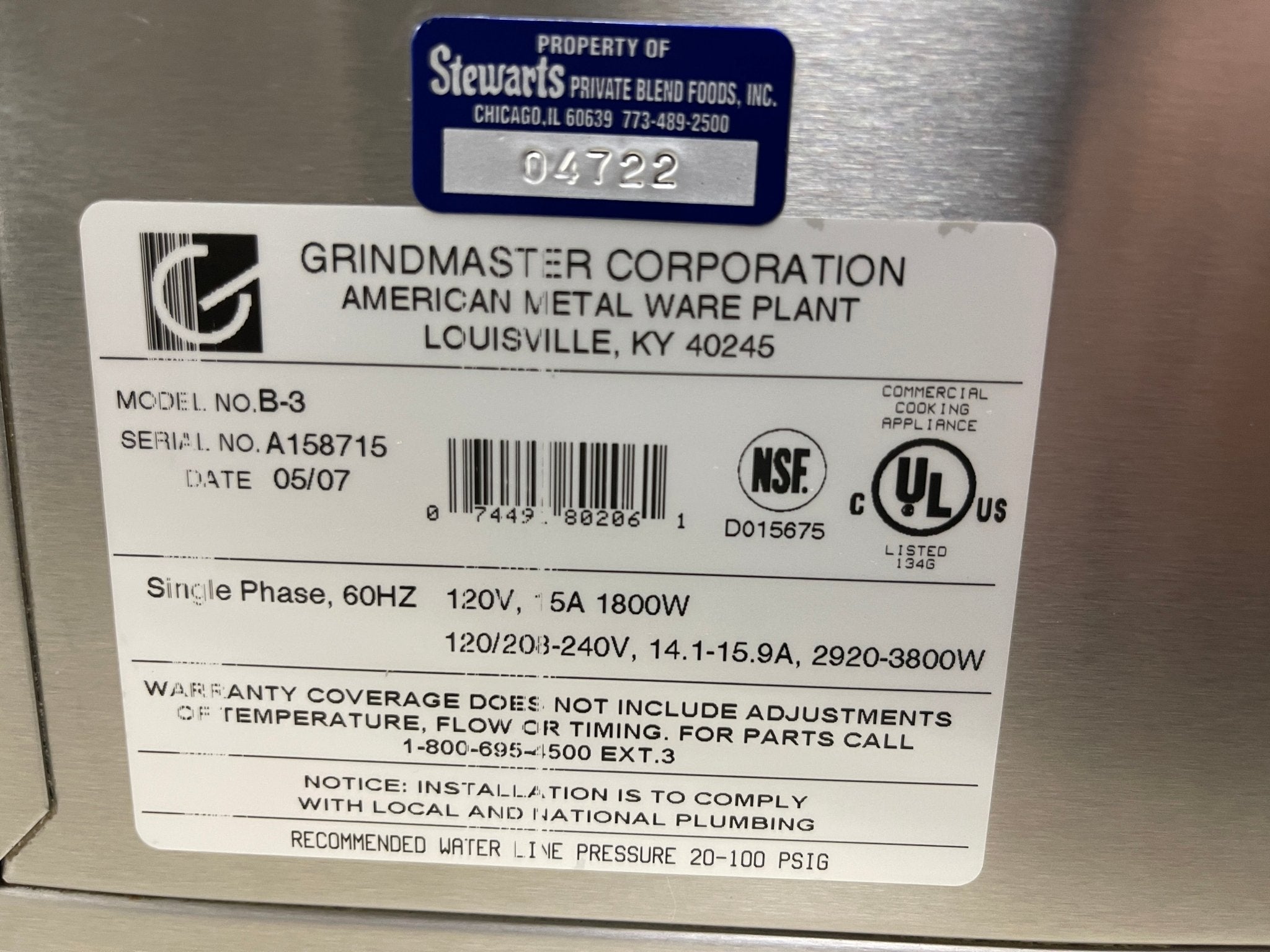 Used Grindmaster B - 3 Commercial Automatic Coffee Maker Brewer - 120/240v - Falcon Restaurant Supply - 7