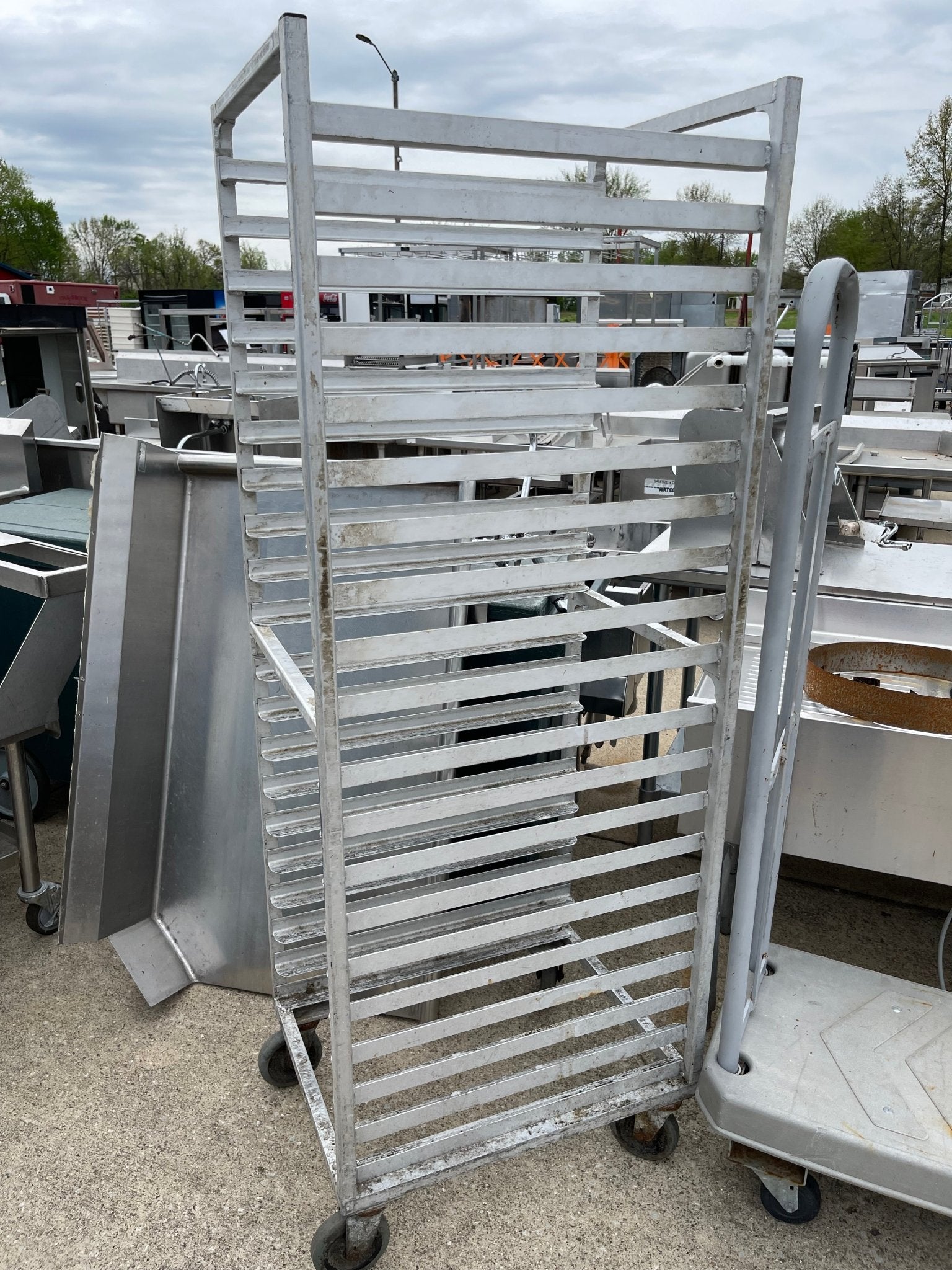 Used Aluminum Full Size Sheet pan Rack with Casters - Falcon Restaurant Supply - 1