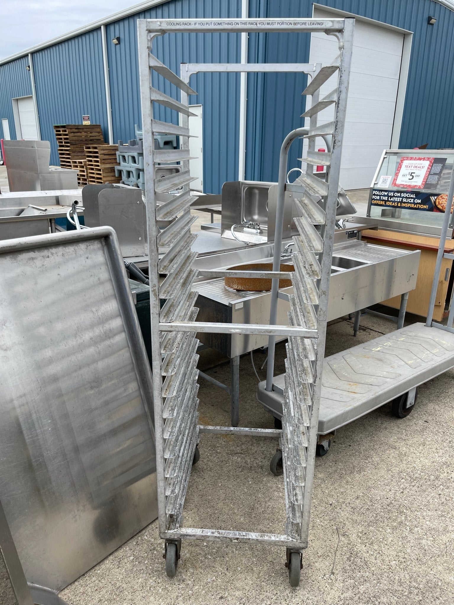 Used Aluminum Full Size Sheet pan Rack with Casters - Falcon Restaurant Supply - 2
