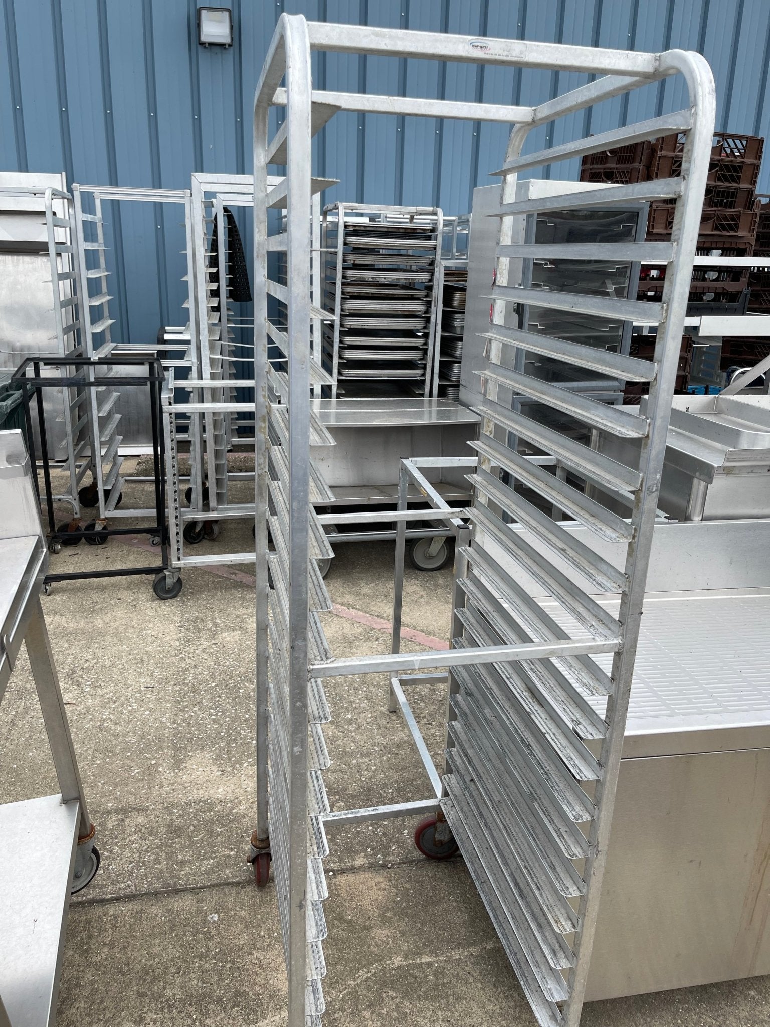Used Aluminum Full Size Sheet pan Rack with Casters - Falcon Restaurant Supply - 5