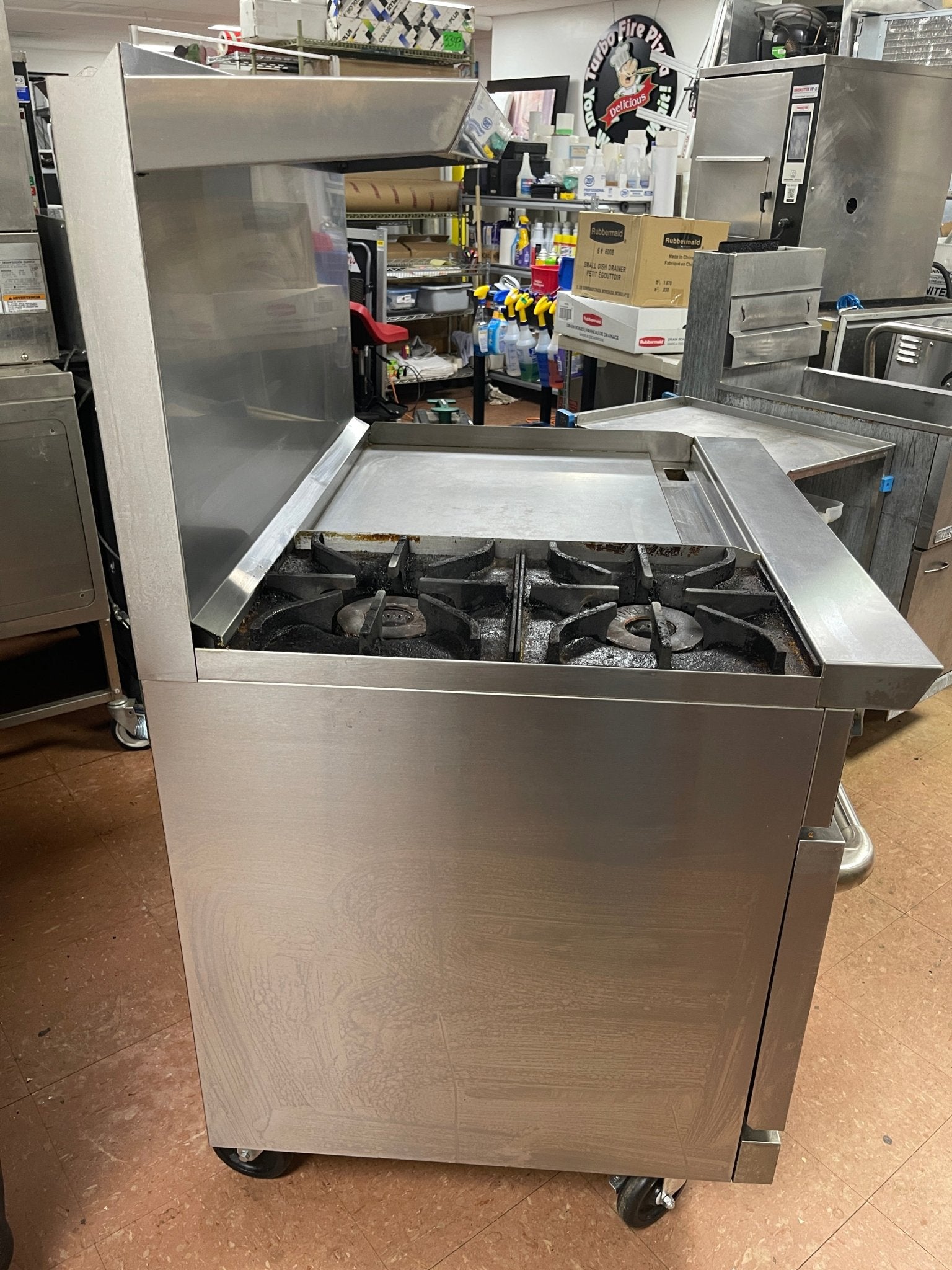 Used 36" Dukers DCR36 - 2B24GM Gas Range with 2 Burners & 24″ Flat Top Griddle - Falcon Restaurant Supply - 4