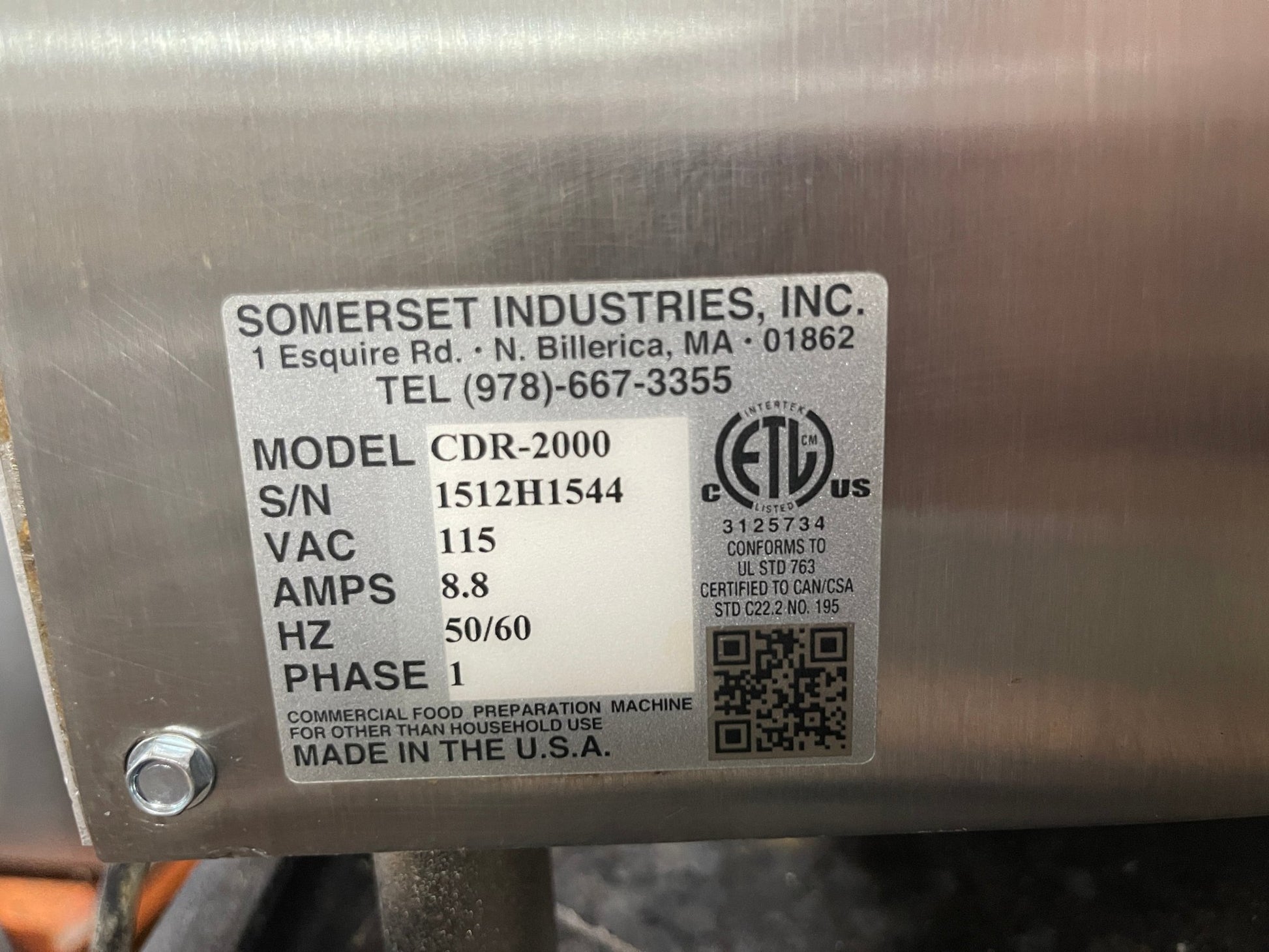 Used 20" Somerset CDR - 2000 Two Stage Dough Sheeter with Front Operation 120V - COZ - Falcon Restaurant Supply - 9